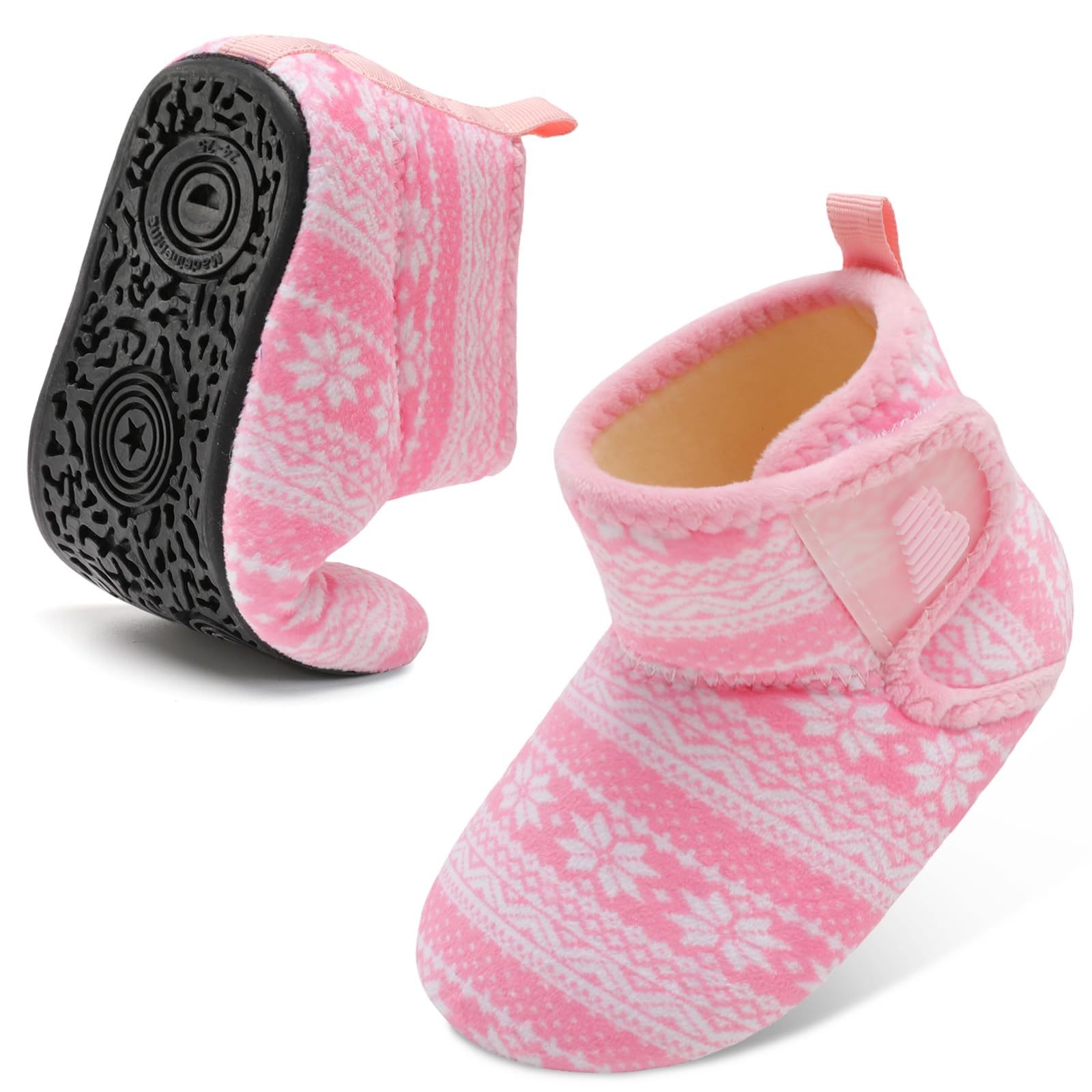 BARERUN Toddler Slippers Girls Boys House Shoes Baby Winter Booties Plush Cozy Kids House Slipper Warm Lightweight Infant Walking Shoes Socks