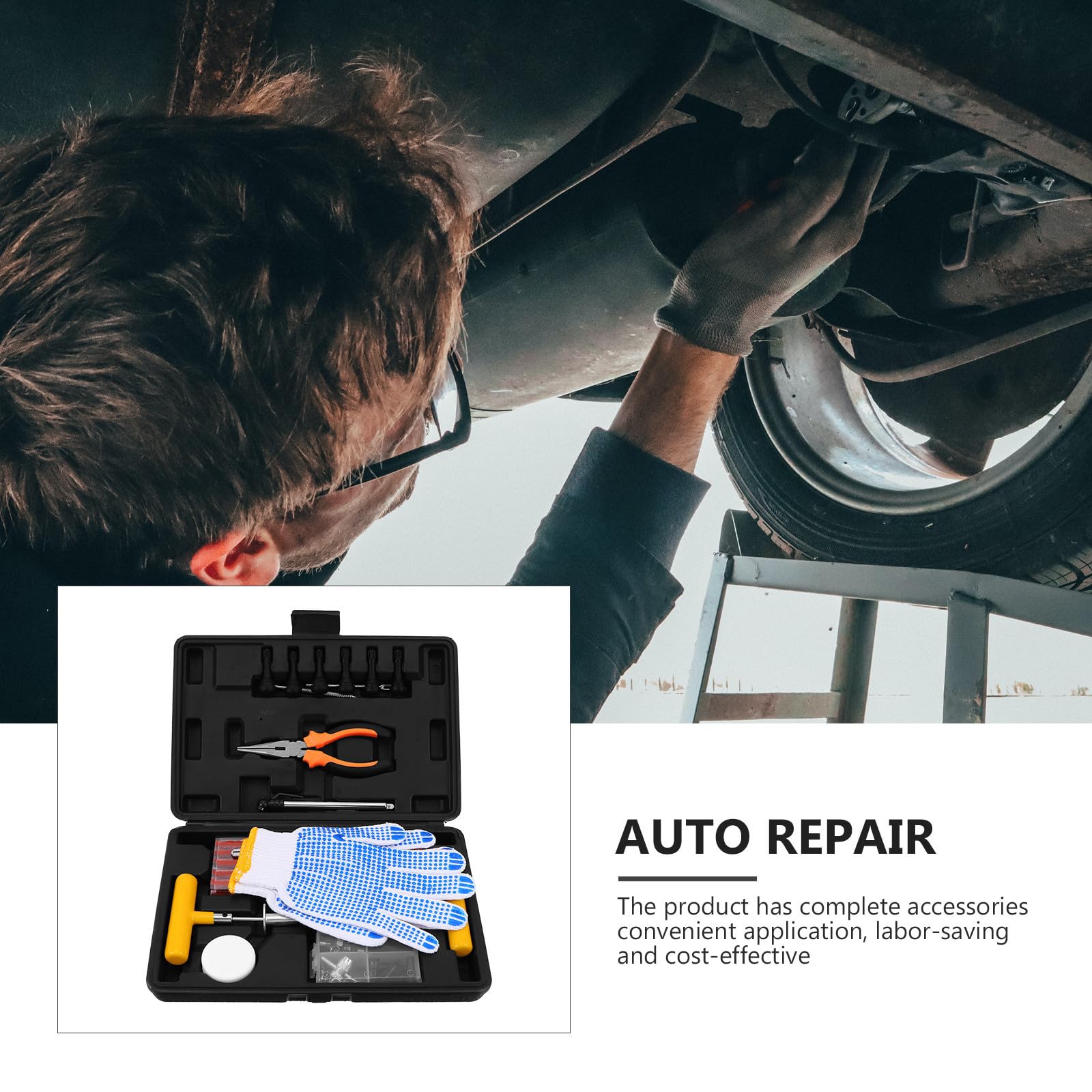 MAGICLULU Autoreifen Reparaturset Stahl Gummi Aluminiumlegierung und Kunststoff 100 Stück Tragbares Reifenreparaturset Einfach zu Bedienen für Autoreifen und Motorradreifen