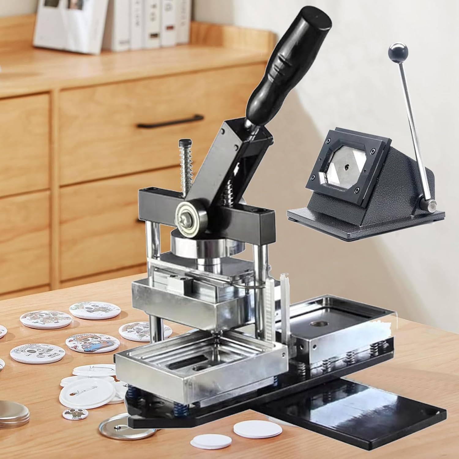 YXYLJOZ DIY Photo Magnet Maker Machine - Rectangular Fridge Magnet Press Kit (80x53mm/90x65mm) with Paper Cutters& 100 Materials - Ideal for Custom Badges & Gifts (90x65mm)
