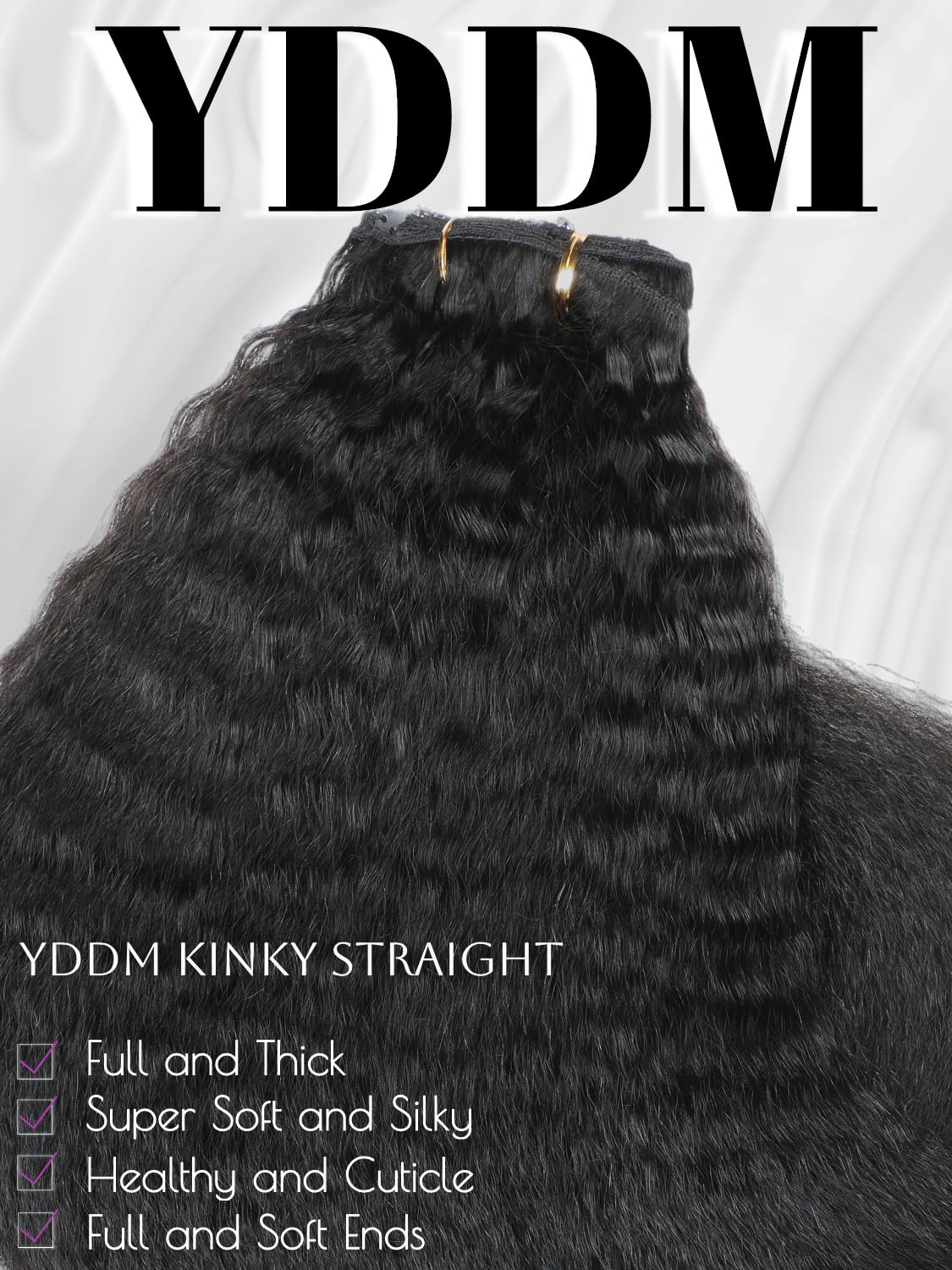 YDDM Kinky Straight Extensiones de Clip de Pelo Natural 22 Inch 120g 8Piezas 20 Clips Extensiones de Clip Natural Remy Cabello Humano Extensiones