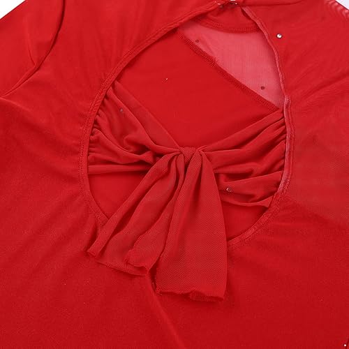 Miniatura 6 de FEESHOW Vestidos de patinaje artístico para mujer, vestidos de letras brillantes con diamantes de imitación, trajes de danza contemporánea, uniformes