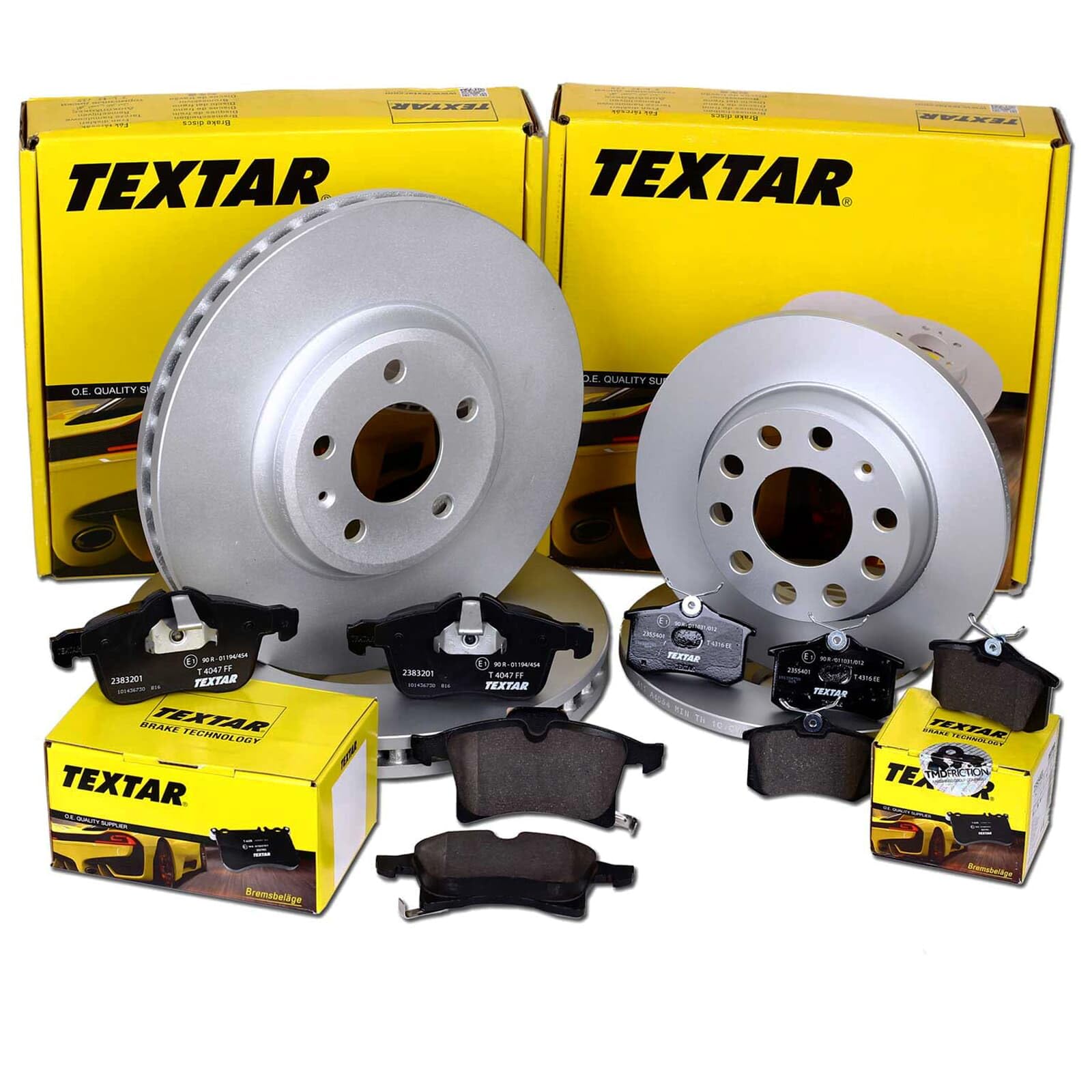 Textar Bremsscheiben + Beläge vorne + hinten | 92306703 + 2055601 + 92292403 + 2223103 Kompatibel mit Focus IV (hn),focus IV Stufenheck (hm),focus IV Turnier (hp)