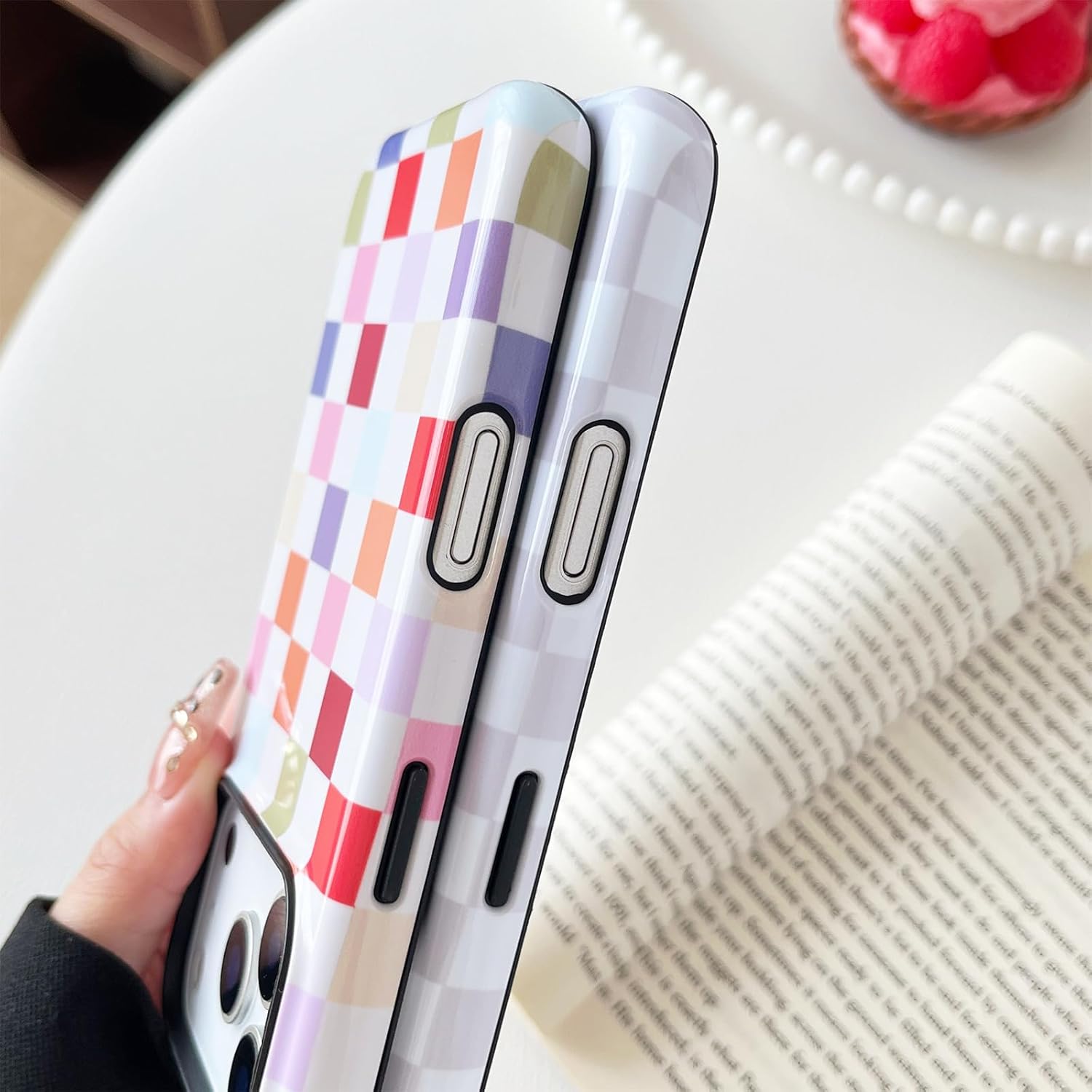 Compatible with iPhone 17 Pro Case, Cute Aesthetic Fashion Colorful Checkered Cover for Women, Shockproof Slim Soft TPU and Hard PC Protective Phone Case for iPhone 17 Pro 6.3", Colorful - Image 5