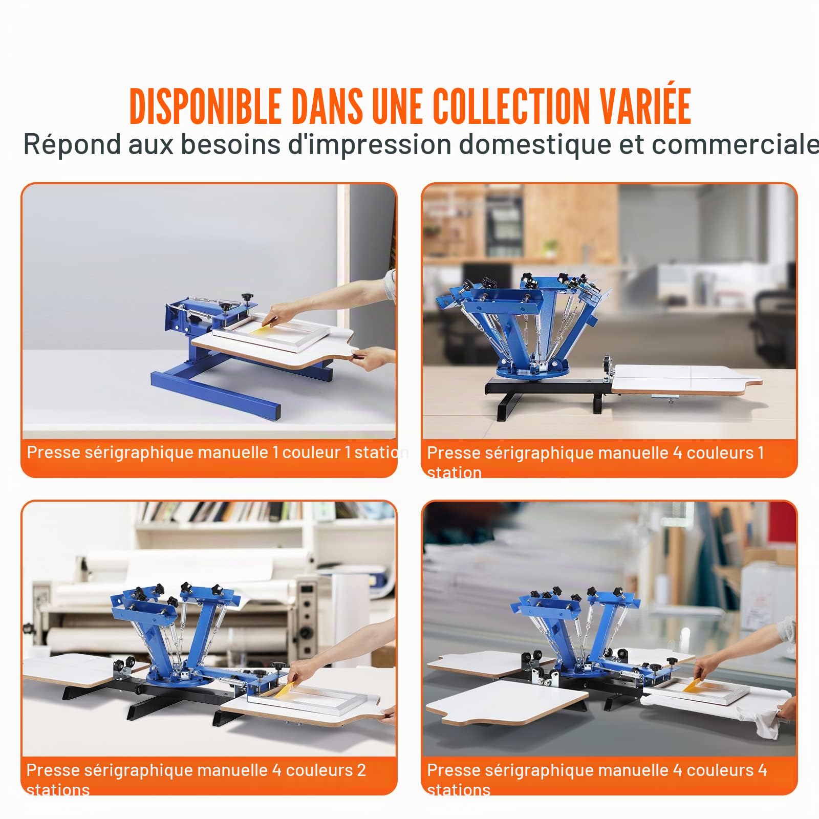 VEVOR Kit de sérigraphie 1 couleur 1 station de sérigraphie 55 x 45 cm pour t-shirt