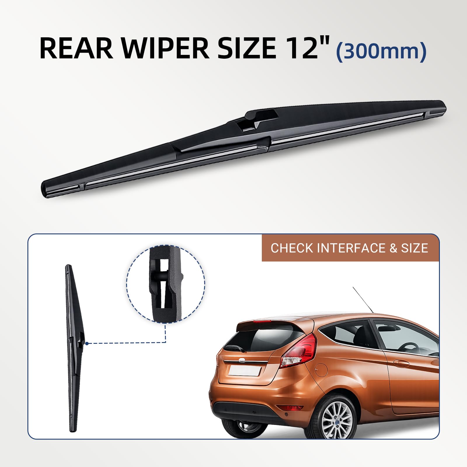 Para Ford Para Fiesta MK6/MK7 19mm Push Button 2008-2016 26 "+ 15" + 12" Limpiaparabrisas Delantero Trasero Parabrisas Accesorios Ventana