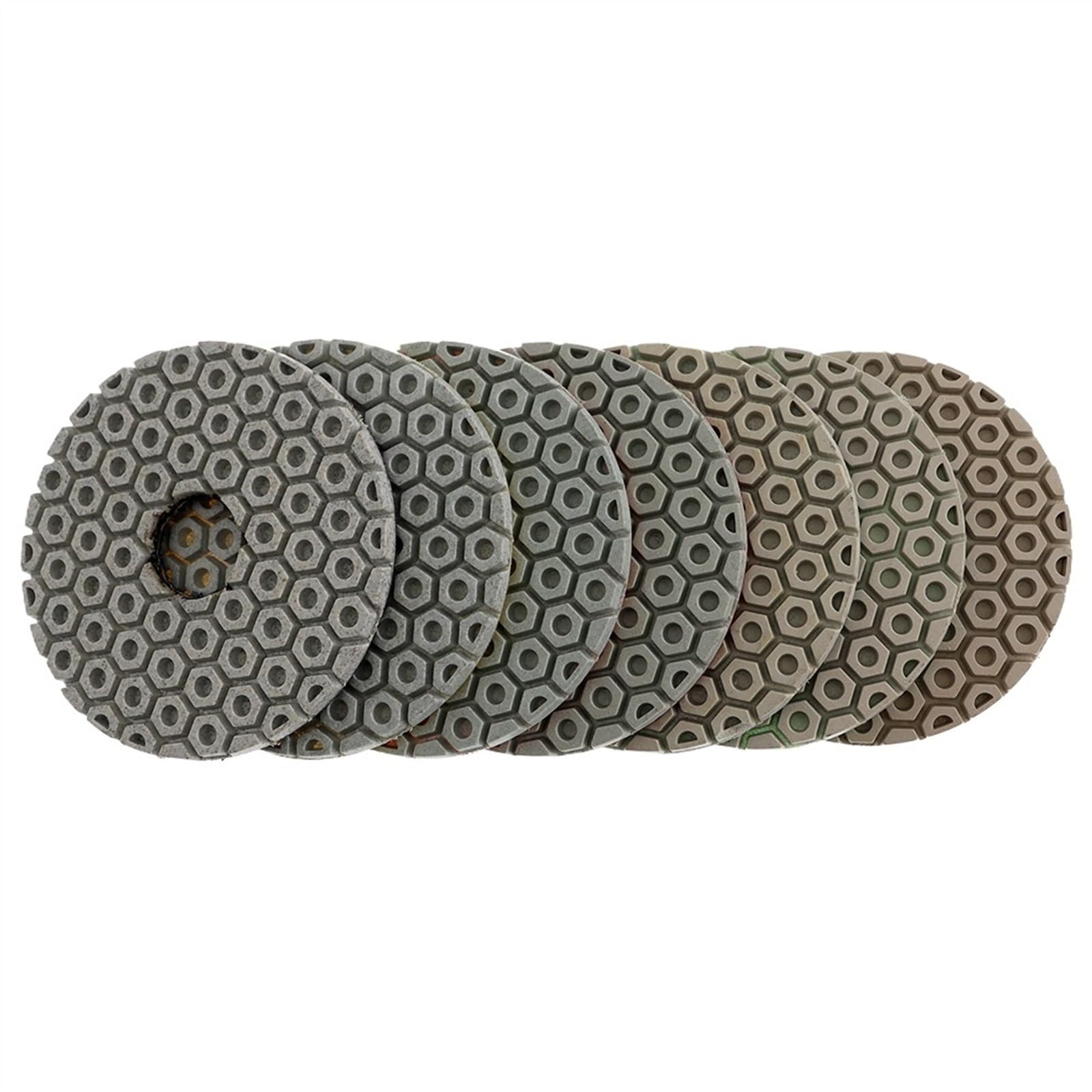 Juego de 7 almohadillas for pulido de diamante Super 4 pulgadas, almohadillas for pulido en seco/húmedo de 100 mm for granito, mármol, piedra, hormigón(100_7 PCS_4 INCHES)
