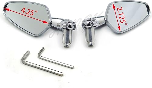 Miniatura 3 de HONGK- Universal motocicleta 1 "0.984 in Manillar extremo retrovisor lateral espejos CNC aluminio [B078YM7KZ1]