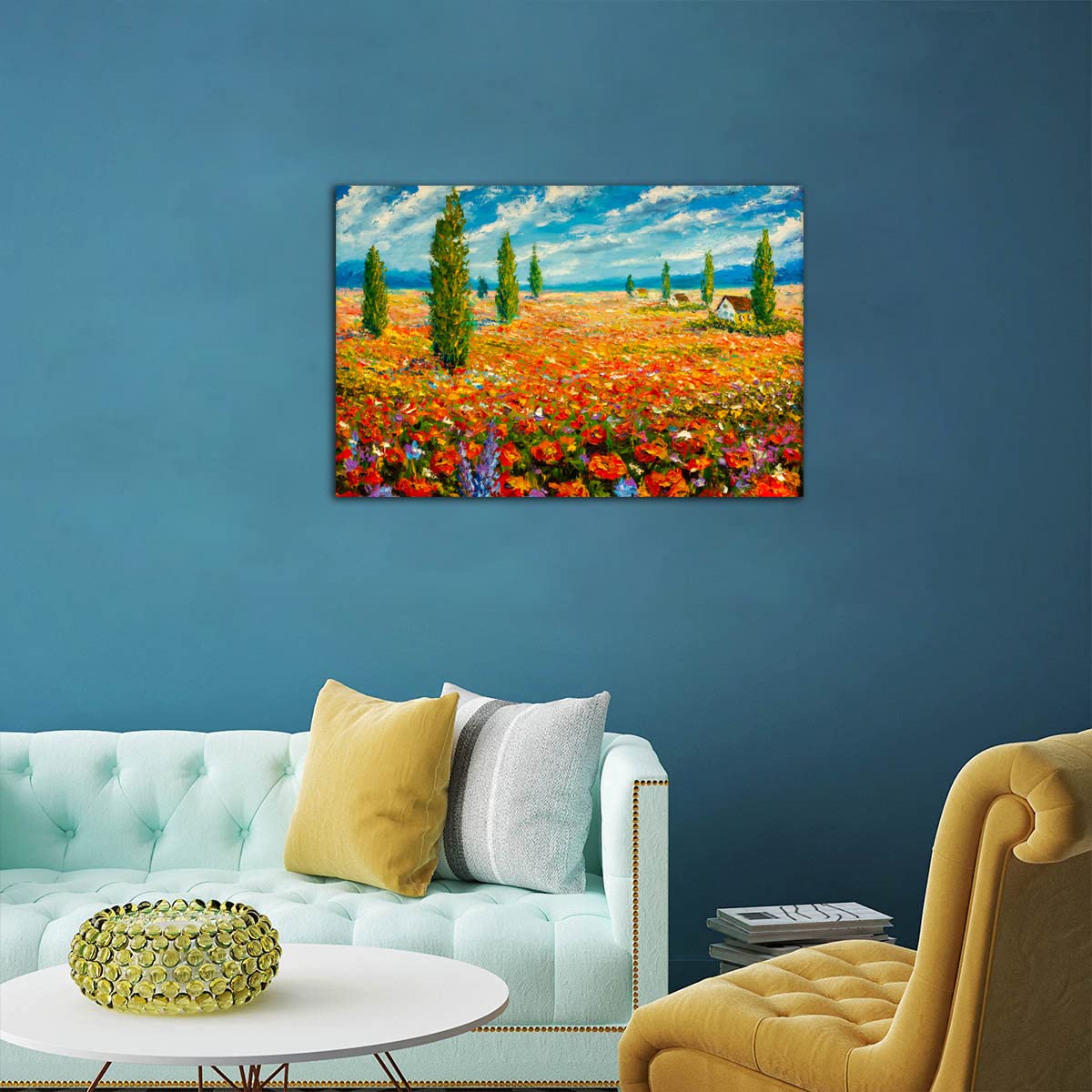 HOPNRU Poster della pittura a olio del prato floreale Claude Monet Paesaggio floreale Immagine della parete Stampa su tela Pittura Soggiorno moderno Decorazioni per la casa(80x120cm-Senza Cornice)