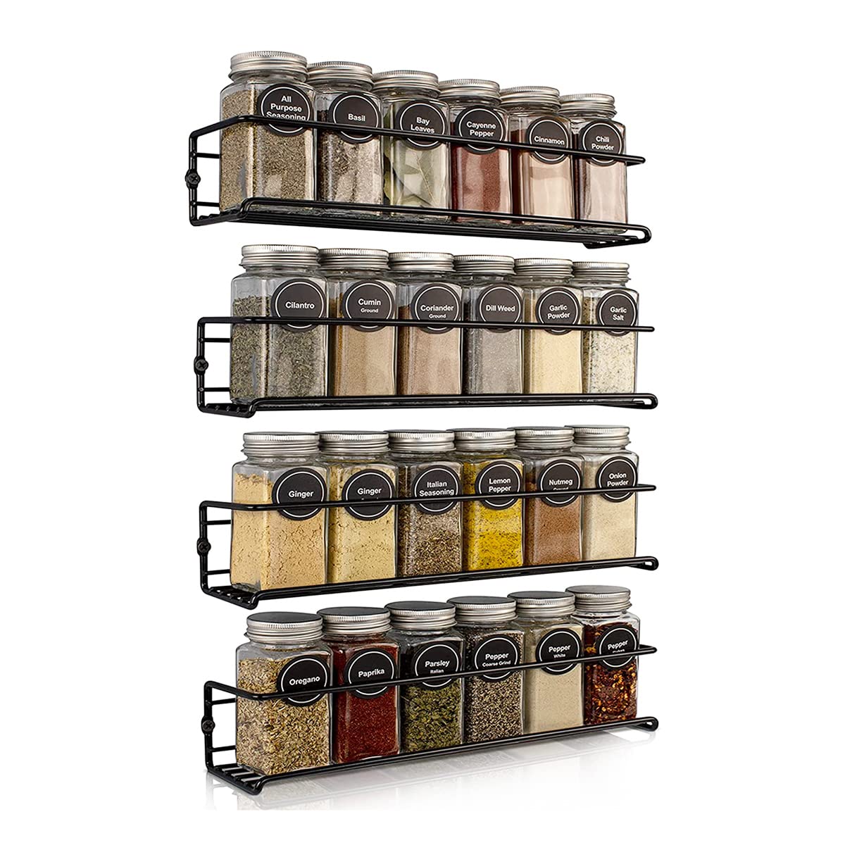 JING TAI DAJING TAI DA 4-Tier Spice Rack Wall Mount,Space-Saving Wall Spice Rack Organizer - Wall Mount Spice Rack Organizer for Spice Jars and Seasonings- Easy To Install