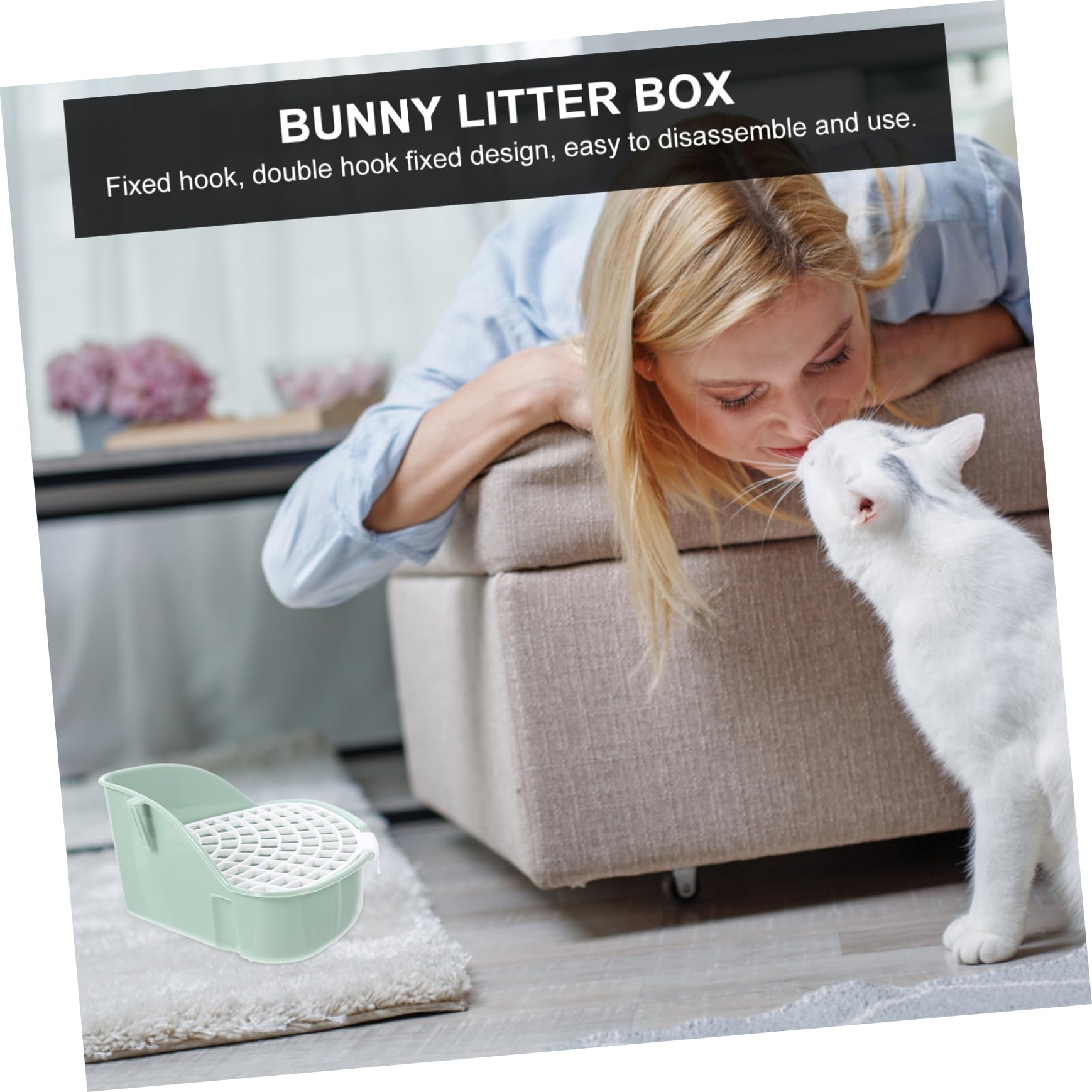 INOOMP 3pezzi Lettiera per Domestici per Conigli Cavia e Criceti Design Antischiuma e Facile Colore Menta per Abituare Bisogni Domestici