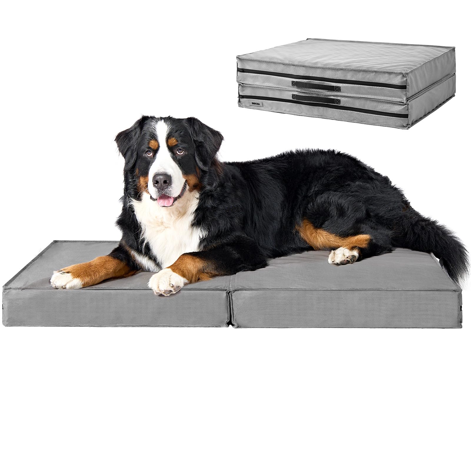 EHEYCIGA Foldable Waterproof Dog Beds for Extra Large Dogs - Outdoor Orthopedic Dog Bed with Washable Removable Cover, XL Pet Bed Mattress with Handle, 44 x 32 x 3.5 inches