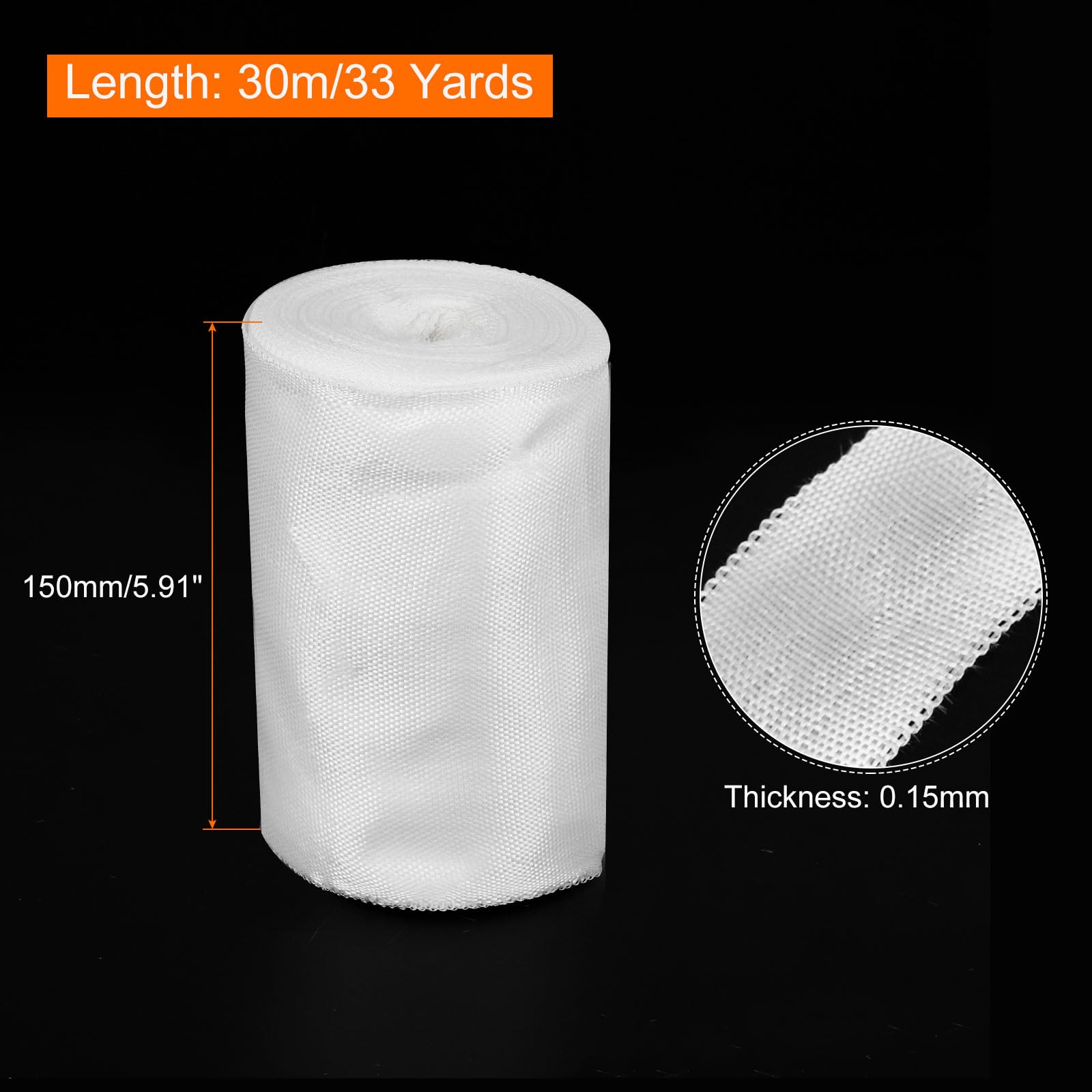 QUARKZMAN 2pz Nastro in Tessuto di Fibre di Vetro 30m(33 Iarde) x150mmx0,15mm in Vetroresina C Nastro in Tessuto Fibre Vetro Rete Tessuto Fibre Vetro Isolante per Rinforzo Riparazione