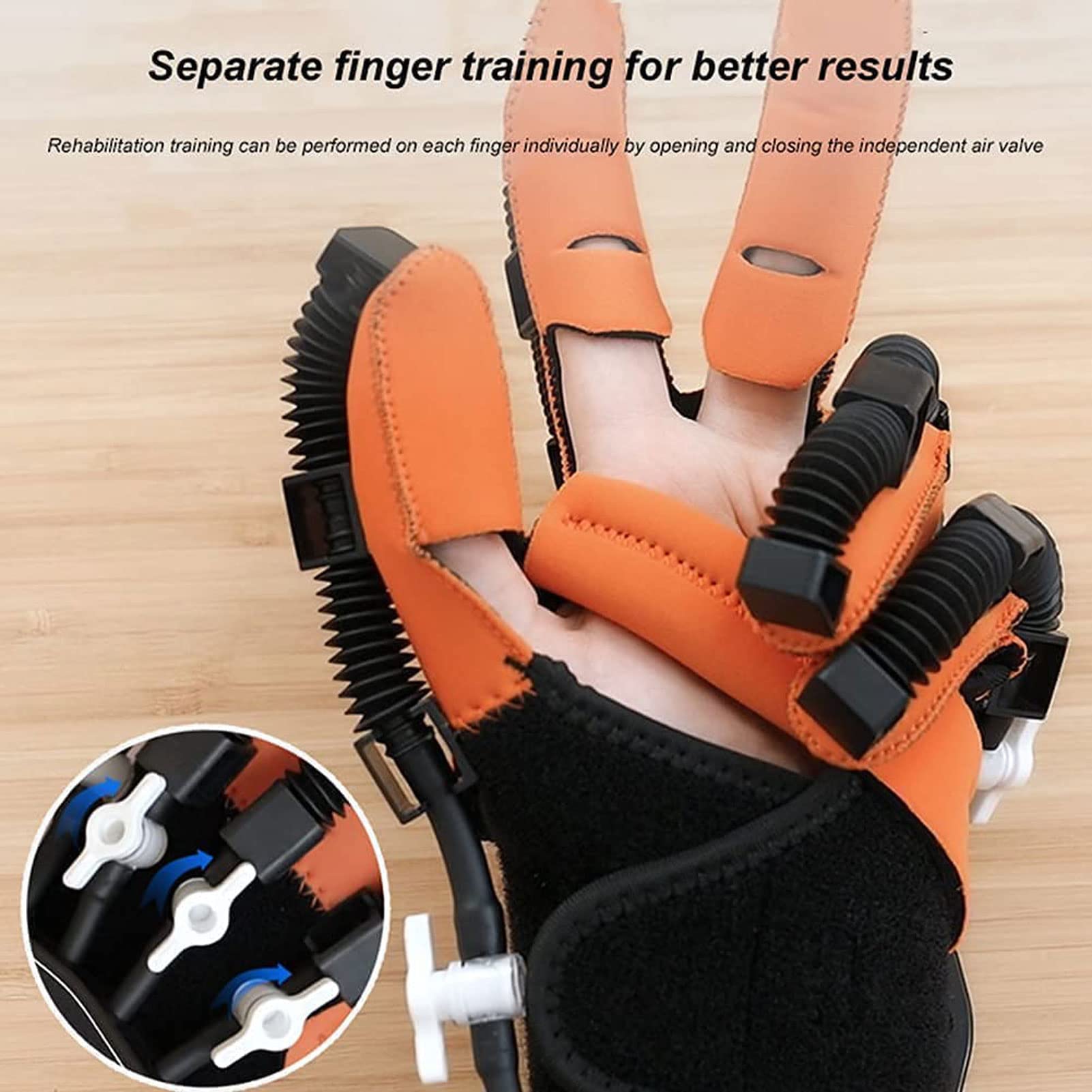 Guantes De Robot De Rehabilitación De Dedos, Férulas para Dedos Guantes para órtesis de Dedo, Exoesqueleto Entrenamiento Manual Férula de Mano Funcional(Size:Derecha-L)