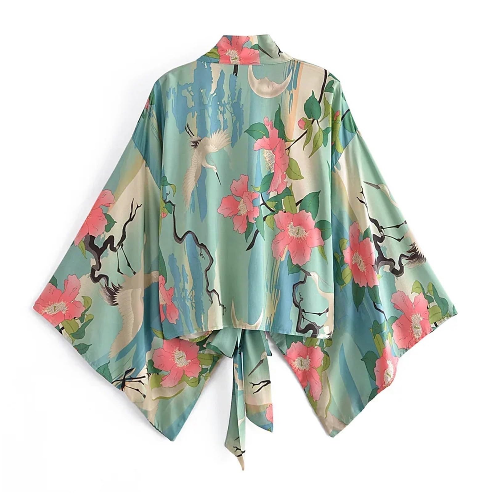 Generisch Damski kostium kąpielowy w stylu vintage, z krótkim kimono, dekolt w serek, rękawy, moda plażowa, S/M/L/XL