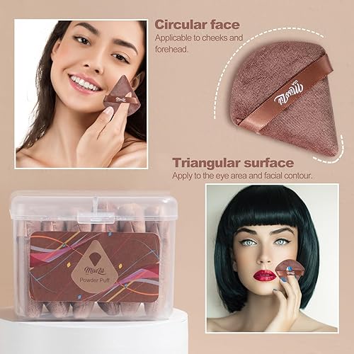 Miniatura 5 de Miss Lil USA - 6 esponjas triangulares en polvo, esponja de maquillaje suave con un recipiente, esponja de maquillaje triangular de terciopelo para