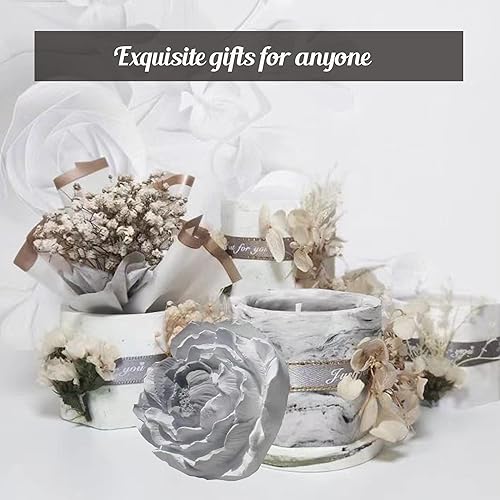 Miniatura 6 de Concrete Plaster Molds for Candle Jar - Silicone Concrete Candle Jar Mold with Large Peony Flower Candle Resin Molds for Lids Candle Vessels Cement