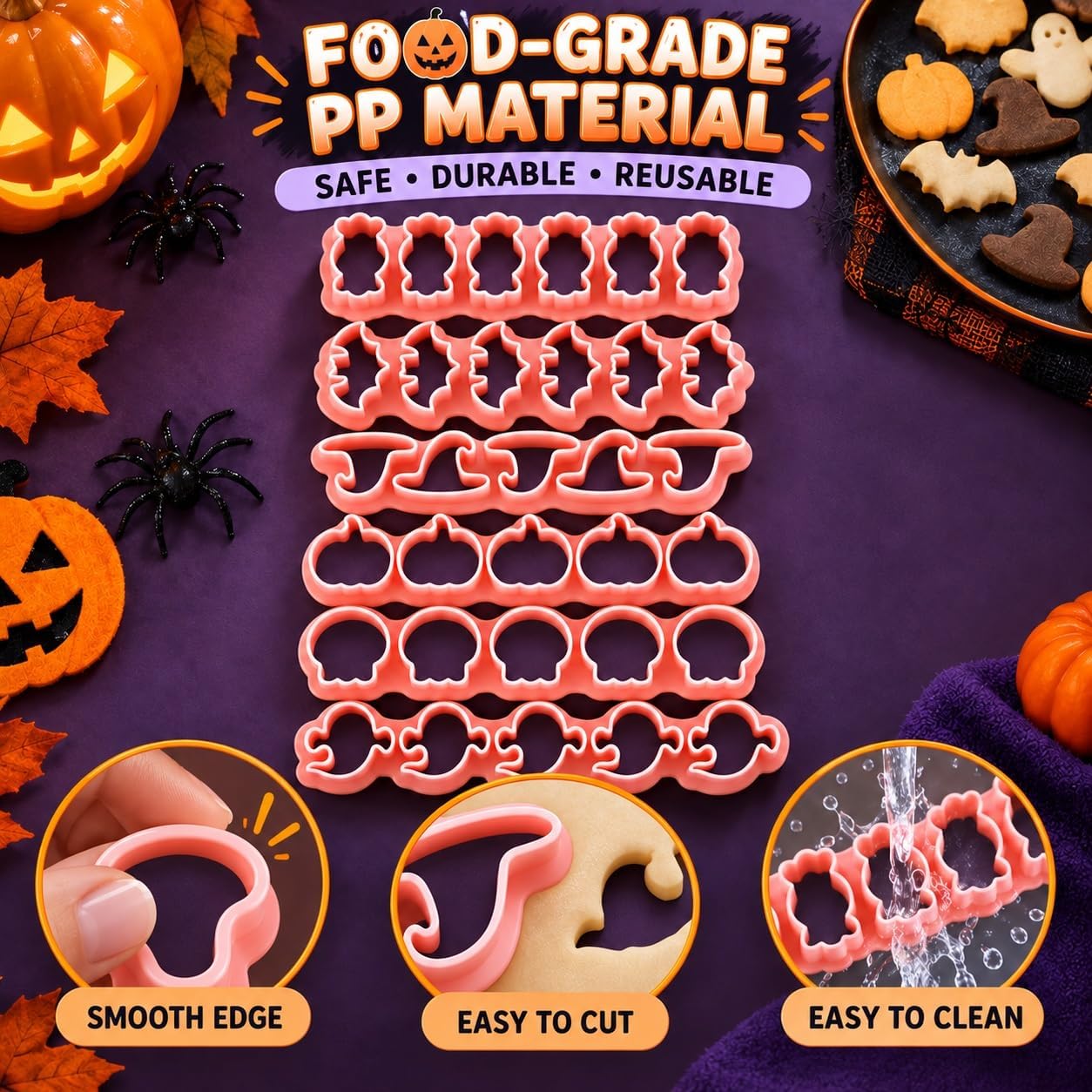 6PCS Mini Halloween Cookie Cutters Plastic Cracker Cookie Cutter