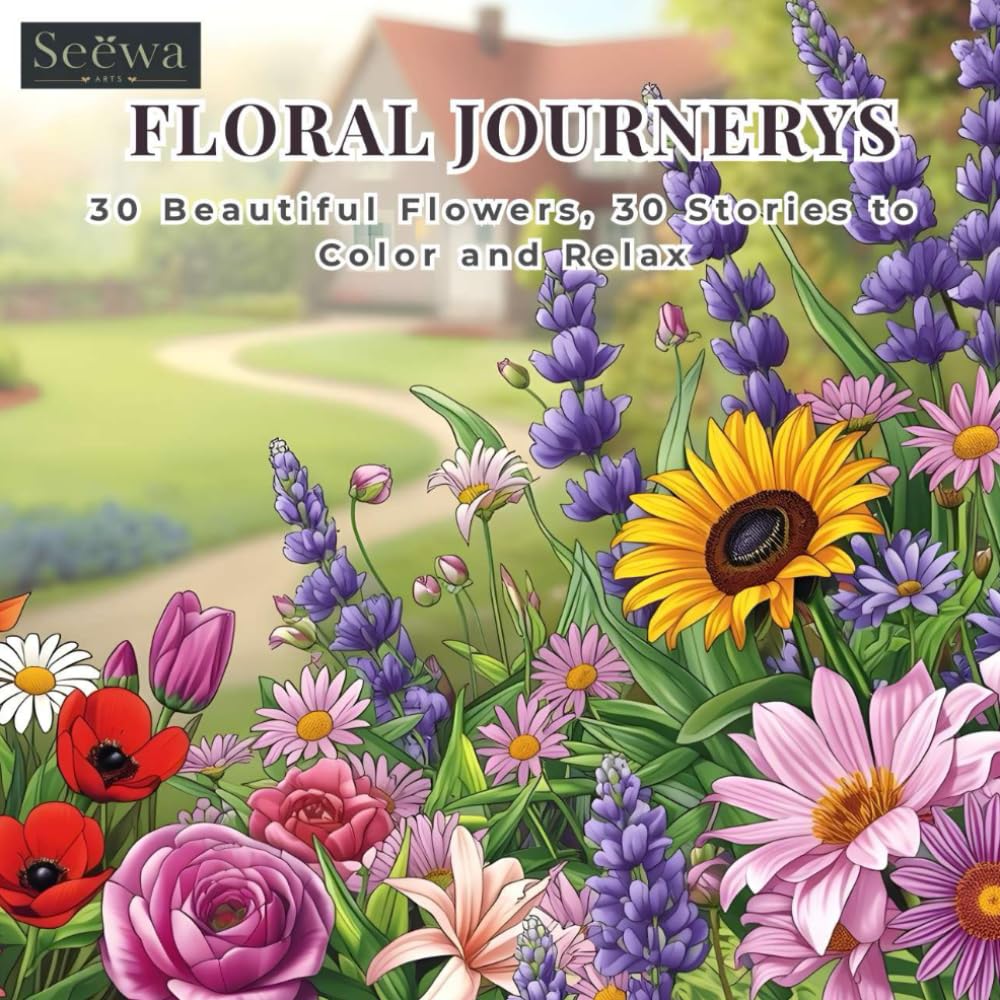 Floral Journeys: 30 Beautiful Flowers, 30 Stories to Color and Relax