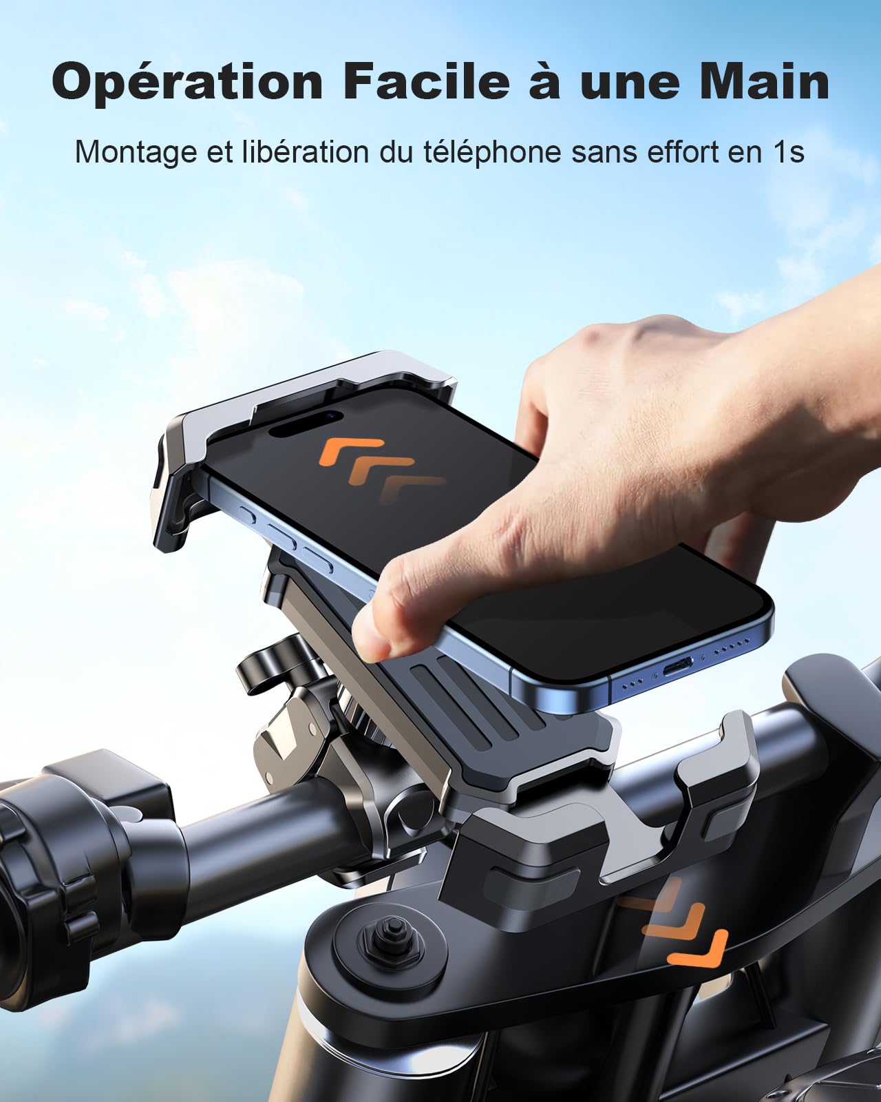 CIRYCASE Support Telephone Velo, [Installation 3s & Anti-Vibration Ultime] Support Telephone Moto, 360° Rotation & Pince de Guidon Robuste Améliorée, Porte Téléphone Vélo pour 4,7-6,8” Smartphones