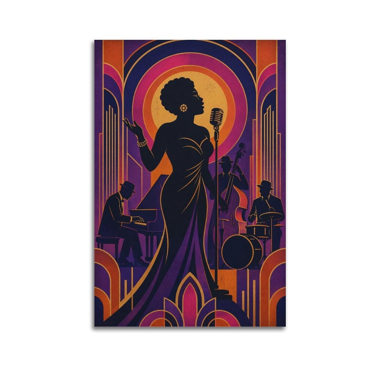 XKUGA Vintage Harlem Soul Music Style Poster Jazz Band Modern Decorative Canvas Prints - Ideal Wall Art for Family, Man Cave, Game Room, Boys & Girls Bedroom 16x24inch(40x60cm)