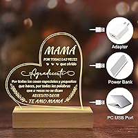 Vista 6 de Regalos para mamá - Lámpara base de madera grabada - Regalos de cumpleaños para mamá en español, regalo de cumpleaños para mujer
