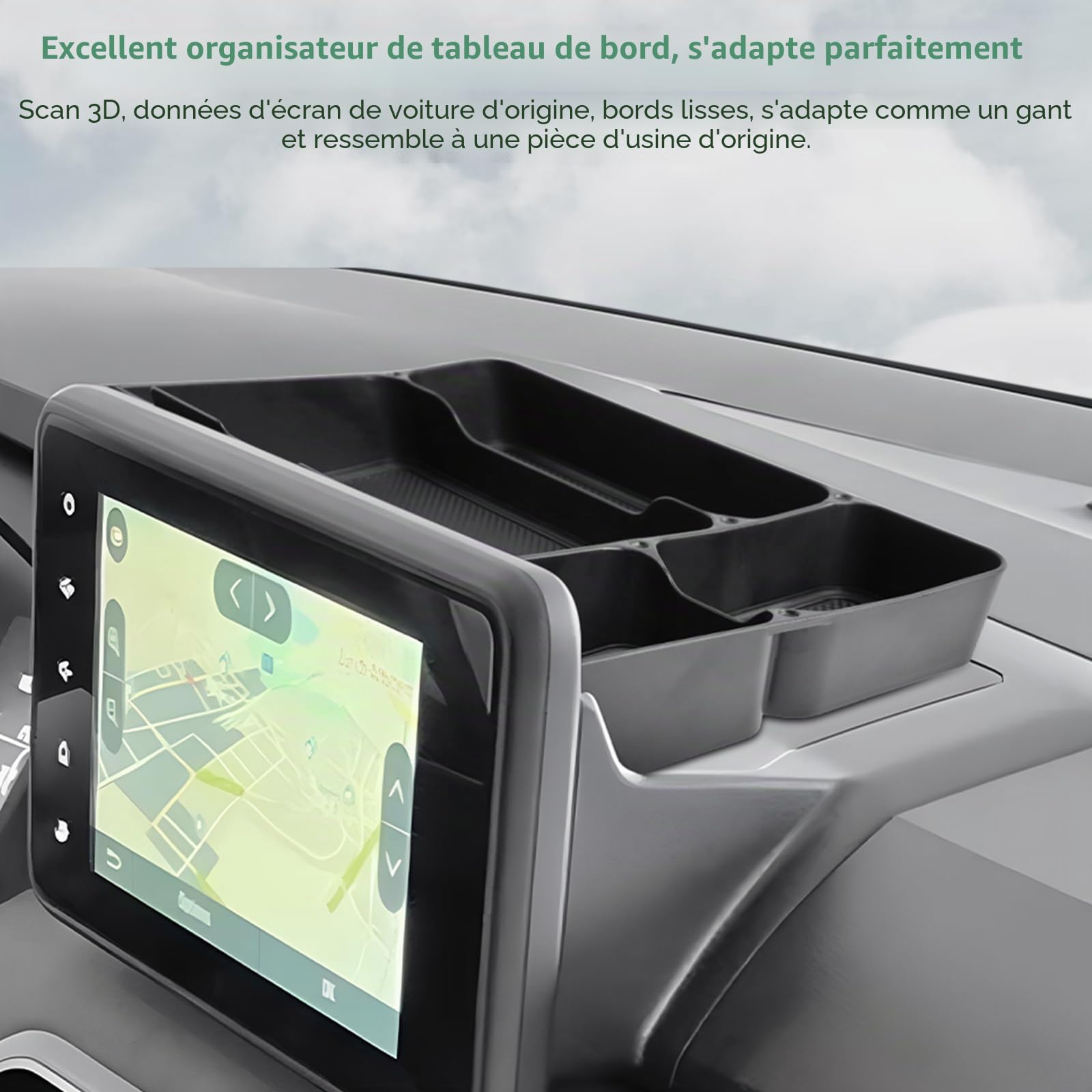 GAFAT Dacia Sandero 3/Stepway 3/Dacia Jogger 2021-2024 2025 8" Boîte de Rangement Console Centrale, Sandero 3 Stepway 8" Media Nav derrière l'Écran Plateau Organisateur, Dacia Sandero 3 Accessoires