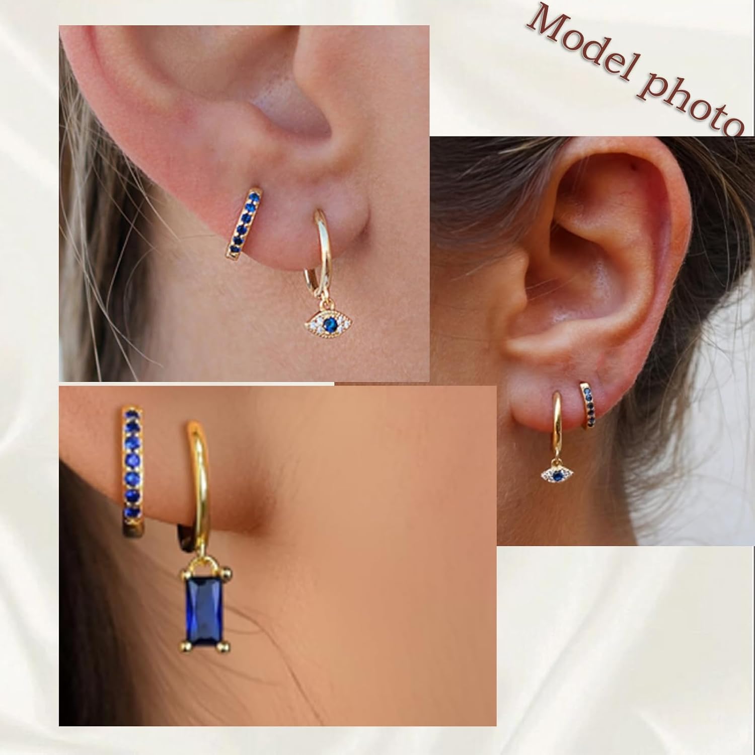 14K Gold Plated Evil Eye Earrings for Women Hypoallergenic Small Hoops with Cubic Zirconia Dainty Drop Earrings Jewelry - Image 5