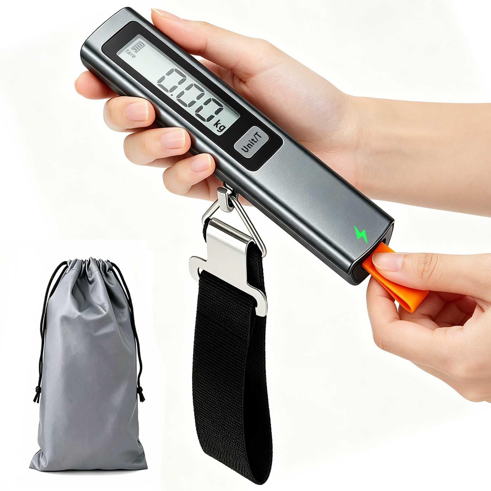 QL balance de valise pour voyage sans piles, 6 fonctions, Tara, conversion d'unités, verrouillage de poids, affichage LCD numérique, jusqu'à 110 lb/50 kg, balance de bagages pour valise adaptée aux