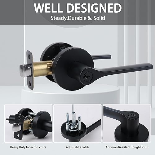 Miniatura 3 de Juego de cerradura de puerta exterior con cerrojo, manija de puerta de entrada y cerrojo de un solo cilindro, juego de palanca de bloqueo redonda