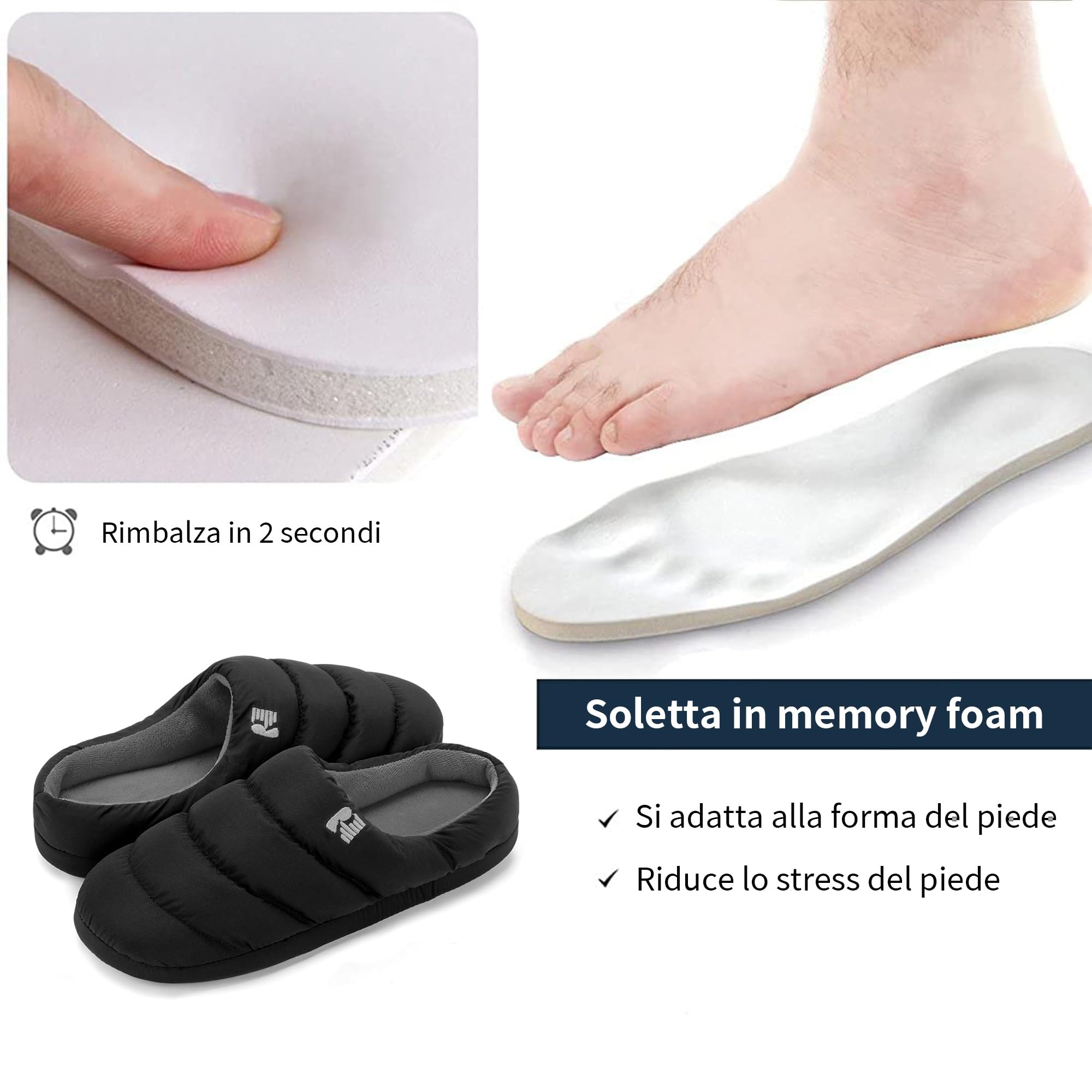 RockDove Pantofole da Campeggio in Memory Foam per Uomo