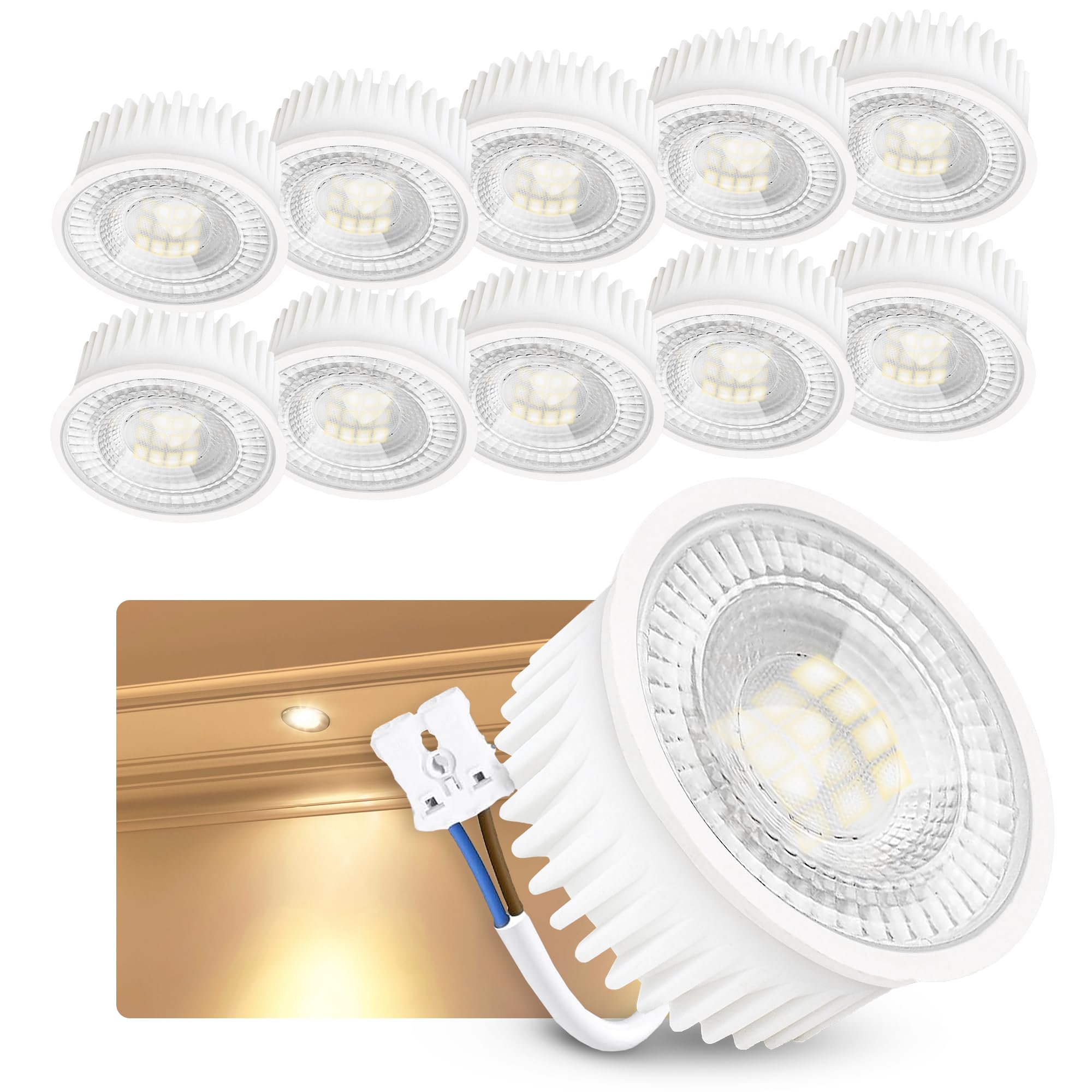 linovum LED Modul 230V warmweiß 3000K ultraflacher Ersatz für GU10 & MR16 Höhe 23mm - LED-Leuchtmittel Ø 50mm 2W Spot Licht