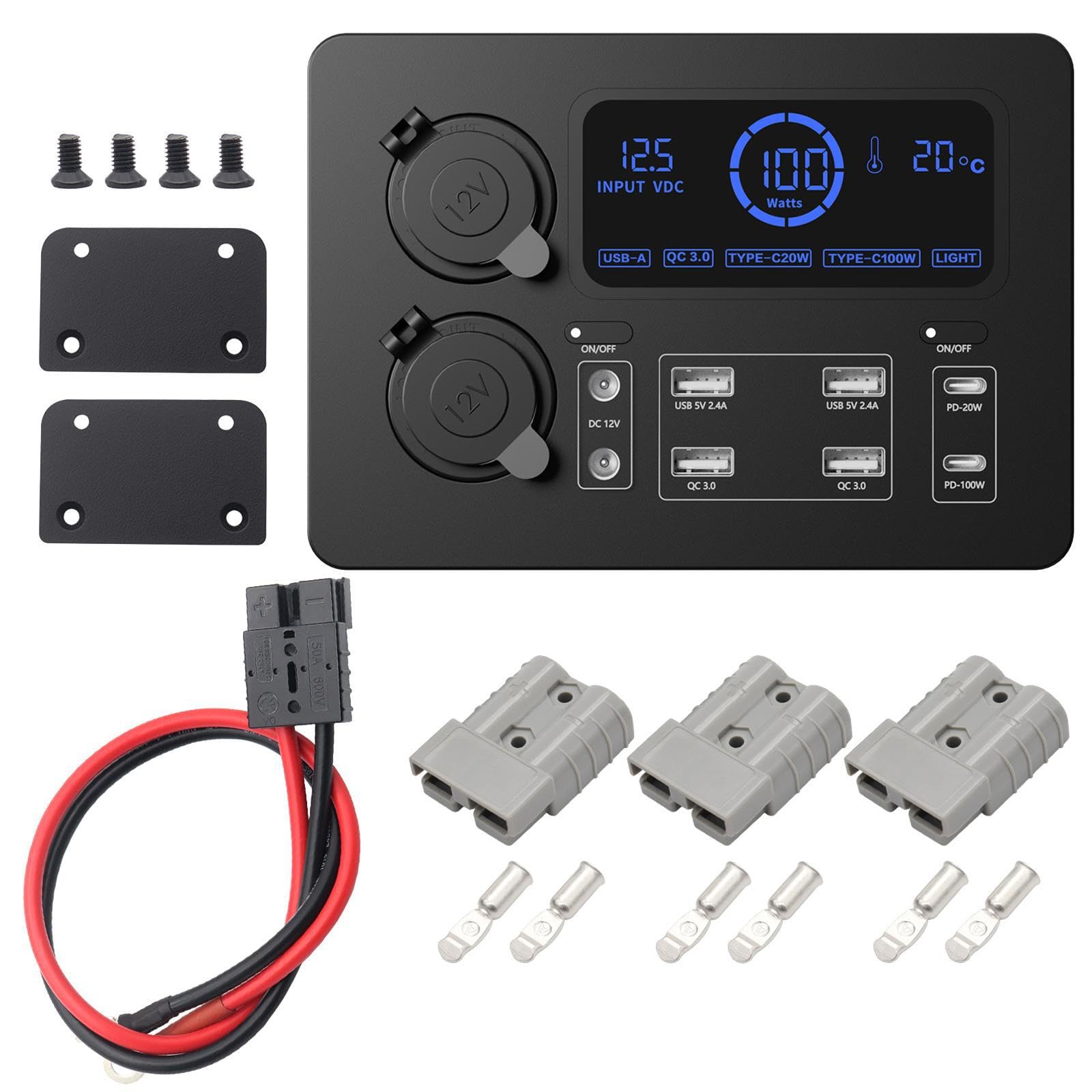 Scatole di alimentazione USB da 12 V, mini caricatore compatto multipresa, prolunga per viaggi, camper e veicoli, per piccoli spazi o camper. La, Con accessori, 16.6x11.7x5.7 cm