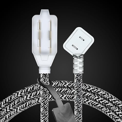Miniatura 2 de AWLETEC - Paquete de 2 cables de extensión de 3 salidas, cable trenzado de 10 pies, 3 salidas polarizadas con tapa de seguridad para oficina en