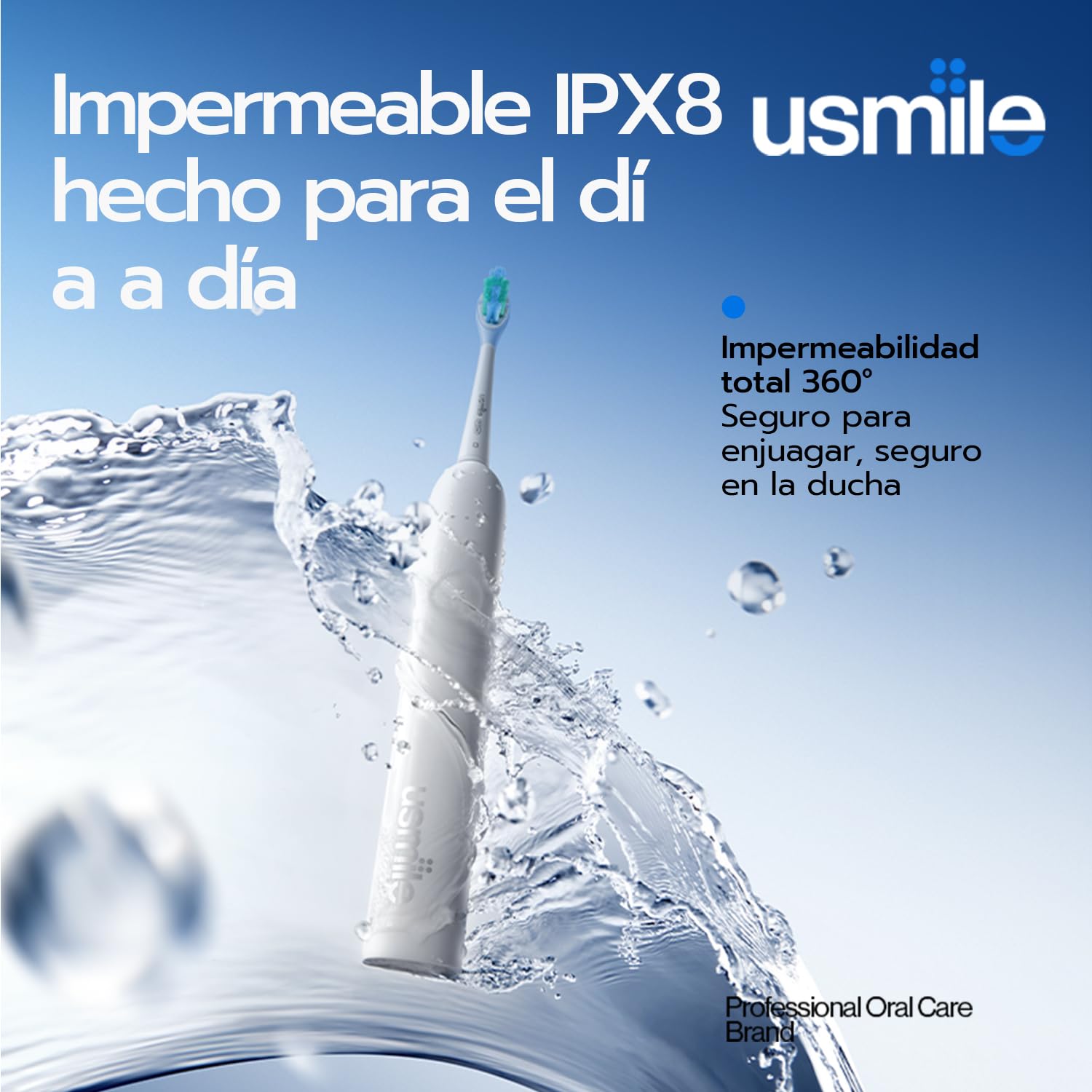 usmile P10S Brosse à Dent Électrique - 3 Modes : Nettoyage Profond & Blanchiment, Autonomie 180 Jours, Tête à Brosse Souple Gencives pour Dents Sensibles, Minuterie Intelligente, 2 Têtes de Rechange