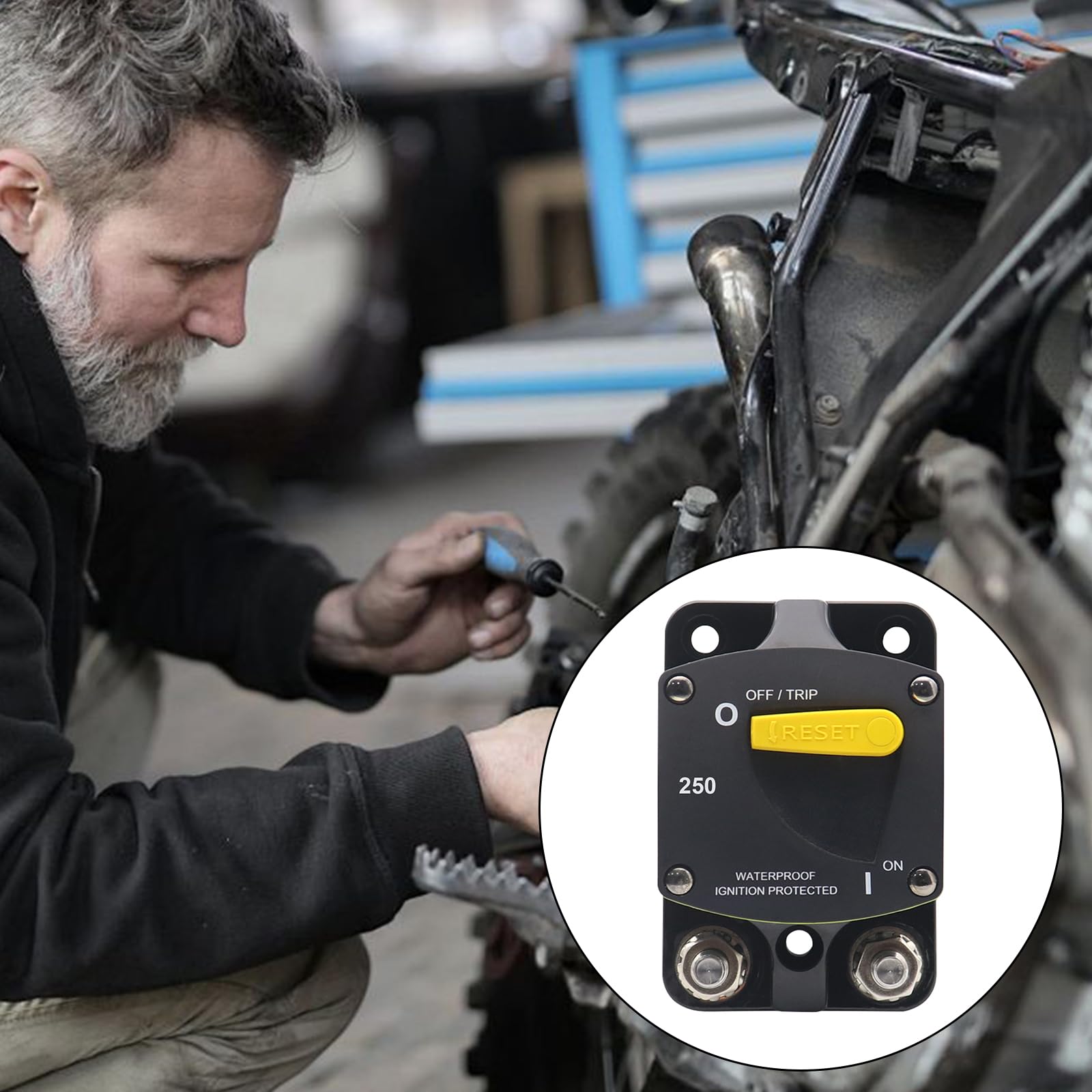 Hochleistungsfähiger 48-V Leistungsschalter Mit 5/16 Zoll Und Manueller Rückstellung Fahrzeug Stromkreisschutzschalter Für Autos