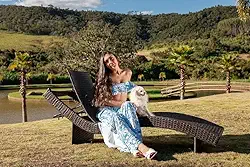 01 Chaise Espreguiçadeira De Aluminio E Fibra Para Piscina