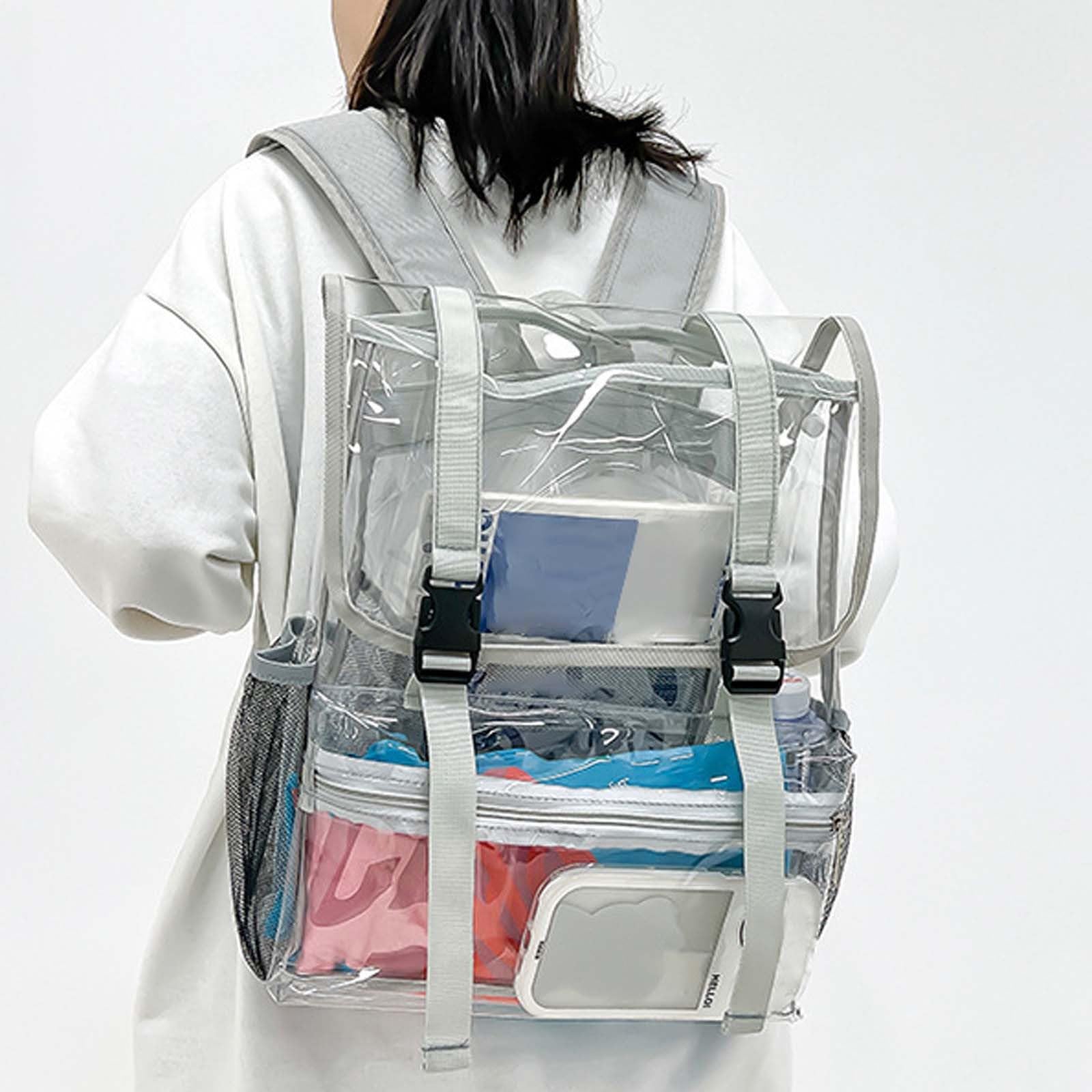 Zaino Scuola Elementare, Zaino Bambino Spallacci Imbottiti, Zaino in PVC Trasparente per Studenti delle scuole Medie e Superiori, Grande capacità, Adatto per Nuoto e Fitness