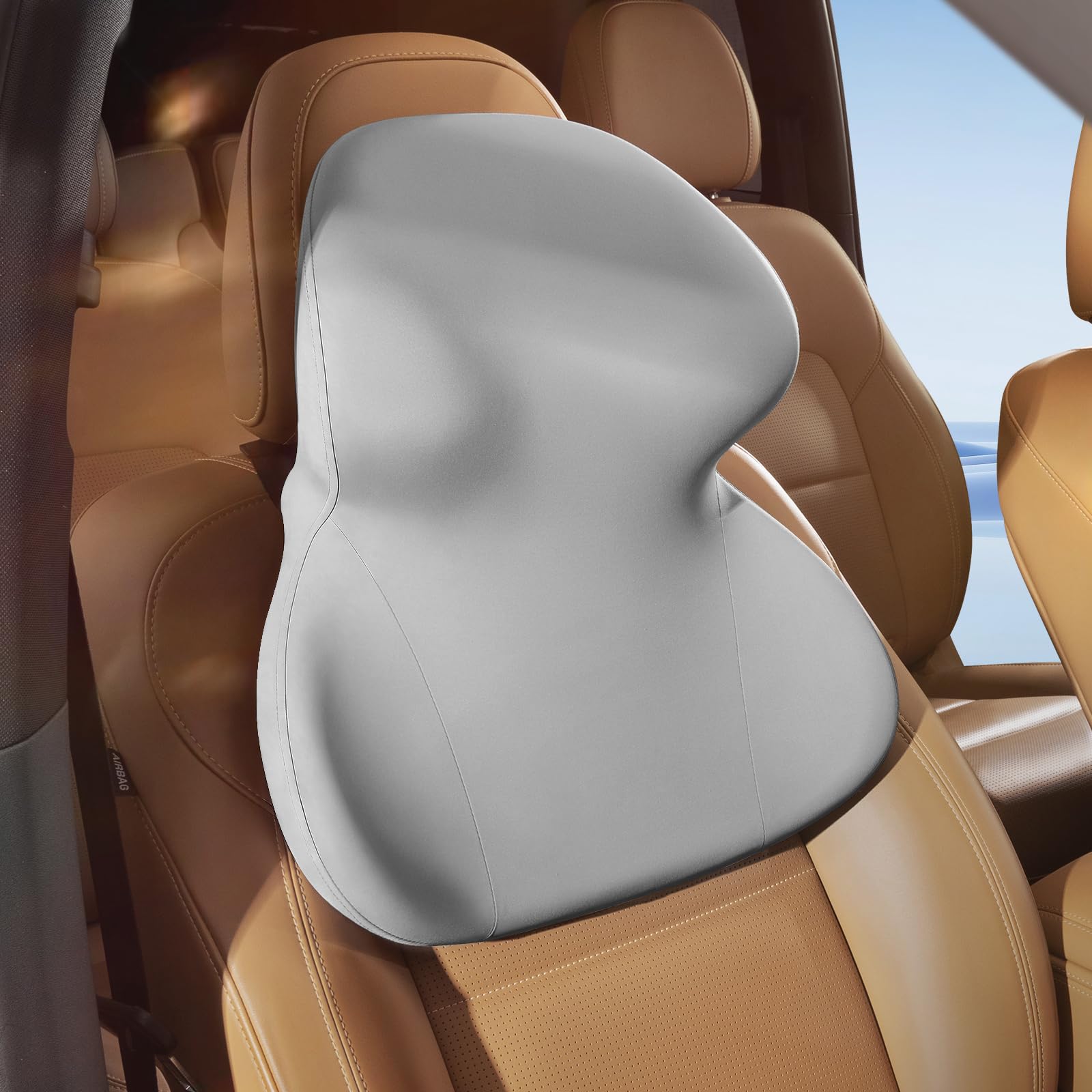 Photo 1 of BEBAS Car Headrest Pillow, Ergonomic Neck Pillow with Memory Foam, Enlarged Surface for Head Neck Shoulder Support, Breathable Removeable Car Seat Pillow for Pain Relief(Gray, 1 Pack)