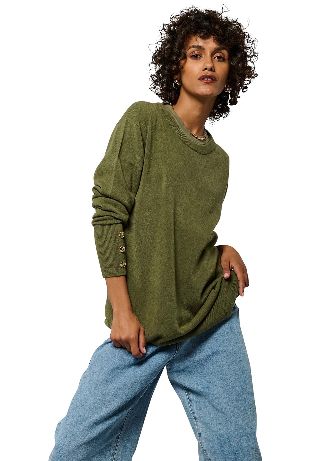 KAPORAL, Suéter de Mujer de Corte Regular, Manga Larga, Cuello Redondo, Modelo Marka, Color Negro, XL
