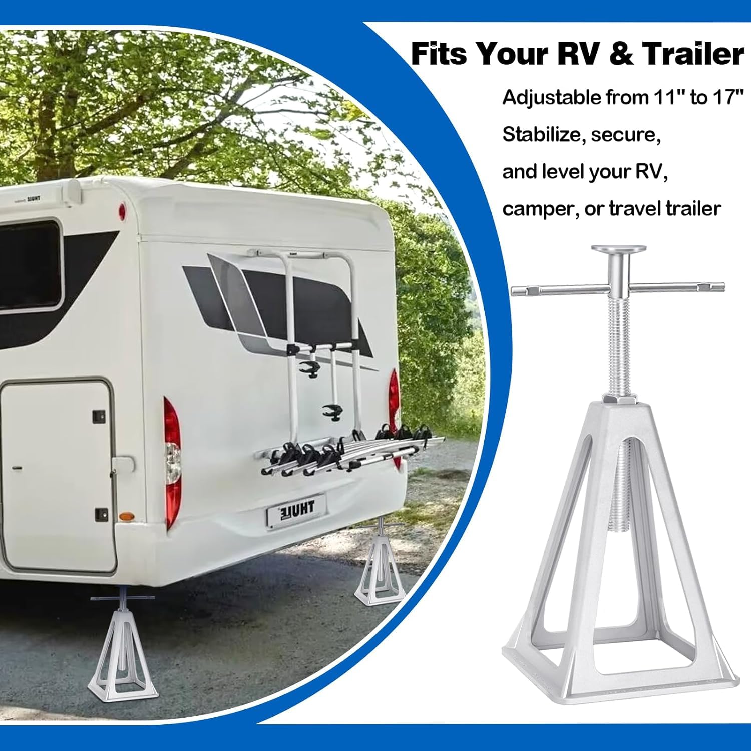 HEYOUTH 4 pcs Soportes de Aluminio para caravanas,Aluminio Marcos de Apoyo para remolques y caravanas, Soportes de Apoyo para caravanas de hasta 1000 kg
