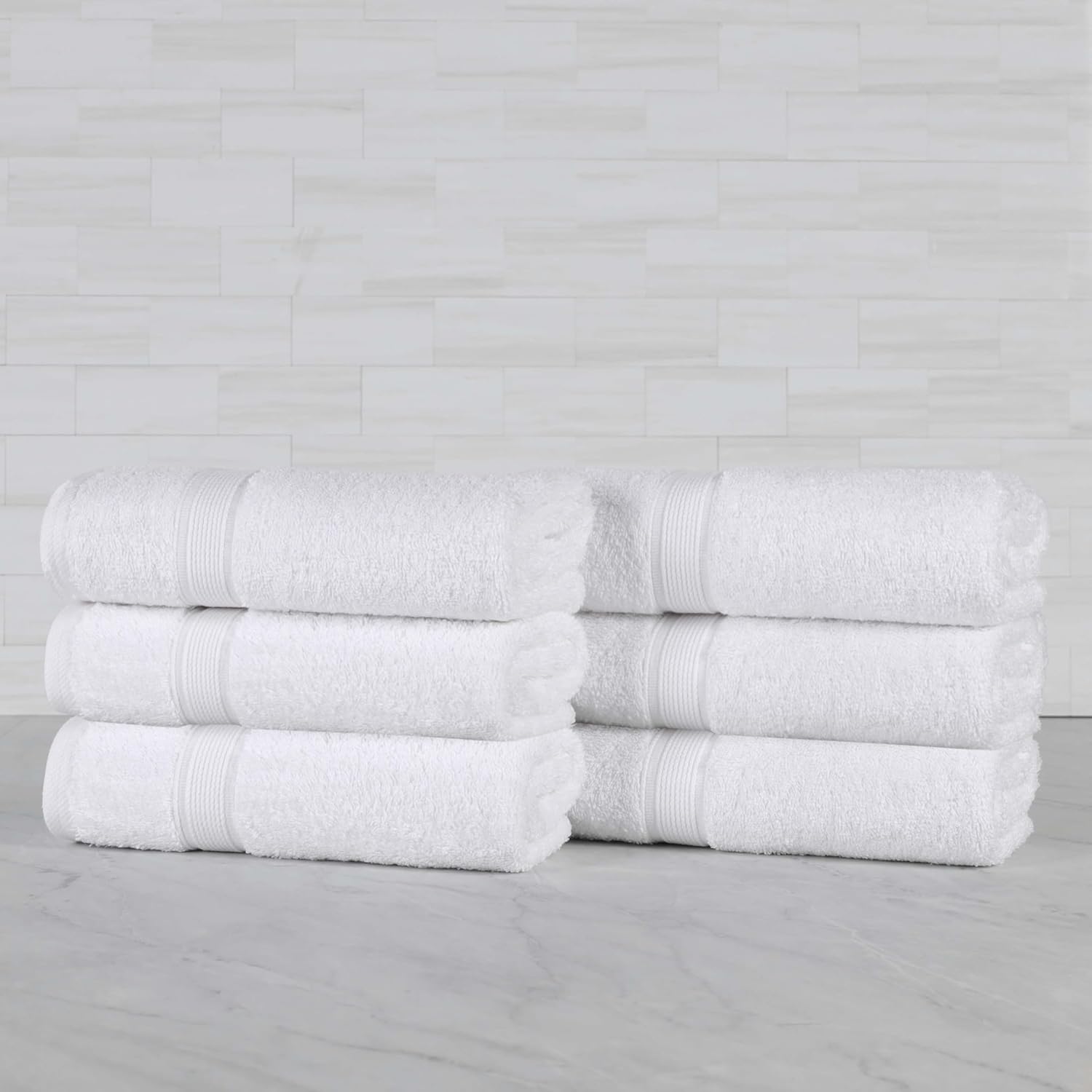 Superior 100% Organic Cotton Hand Towel Set of 6, Daily Use for Bathroom, Kitchen, Guest Bath, Quick Dry Small Towels, Face, Hand, Gym, Spa, Hotel, Absorbent, Essentials, Oregon Collection, White
