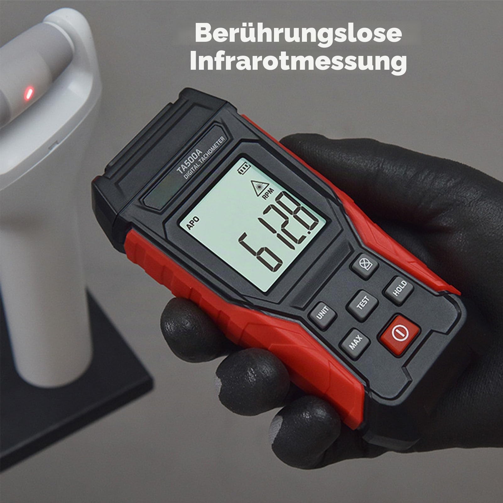 Tragbarer Digitaler Drehzahlmesser, 3–100.000 U/min, Berührungsloses Messventil, Abschließbares Drehzahlmessgerät