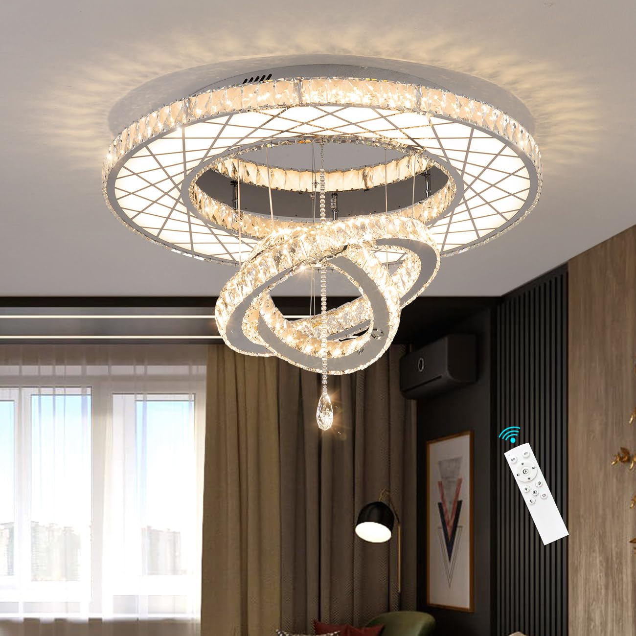 Ha Dim！ HAIXIANG Crystal Glam Chandelier LED Ceiling Light Dining