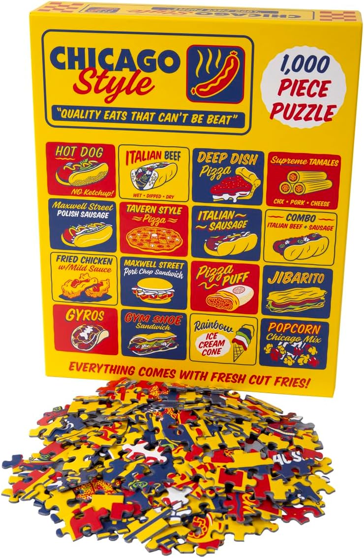 Chicago Style Eats 1000 Piece Puzzle | Puzzles for Adults 1000 Piece | Chicago Gift | Chicago Map | Chicago Picture