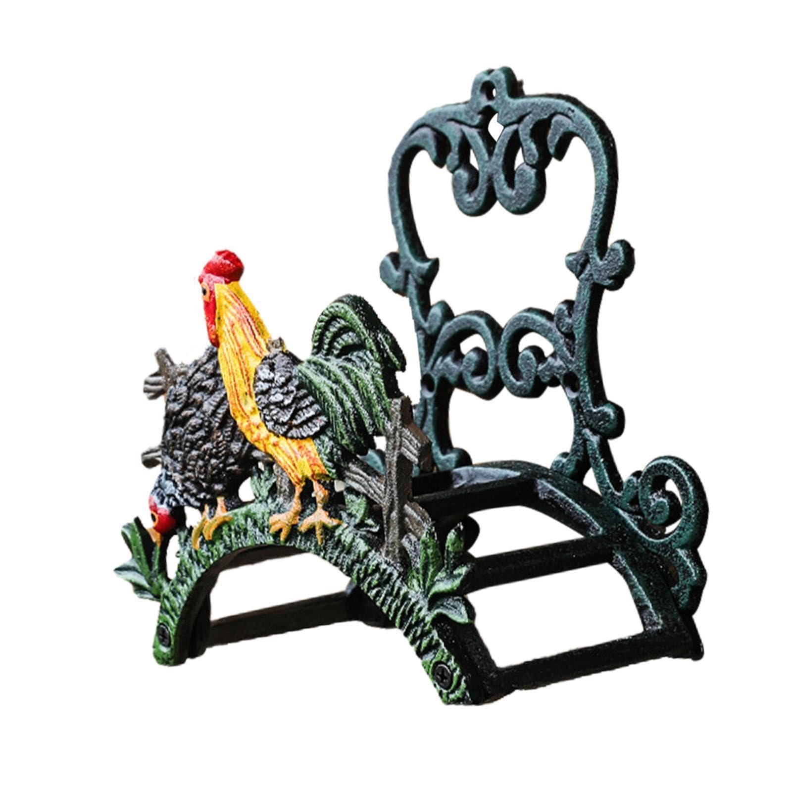 Soporte para Manguera de jardín con diseño vívido, de Pared, Ideal para Vallas Exteriores u Otros Lugares. Soporte Creativo para Manguera jardín Hierro Fundido, Pollo, 22x11x21.5cm