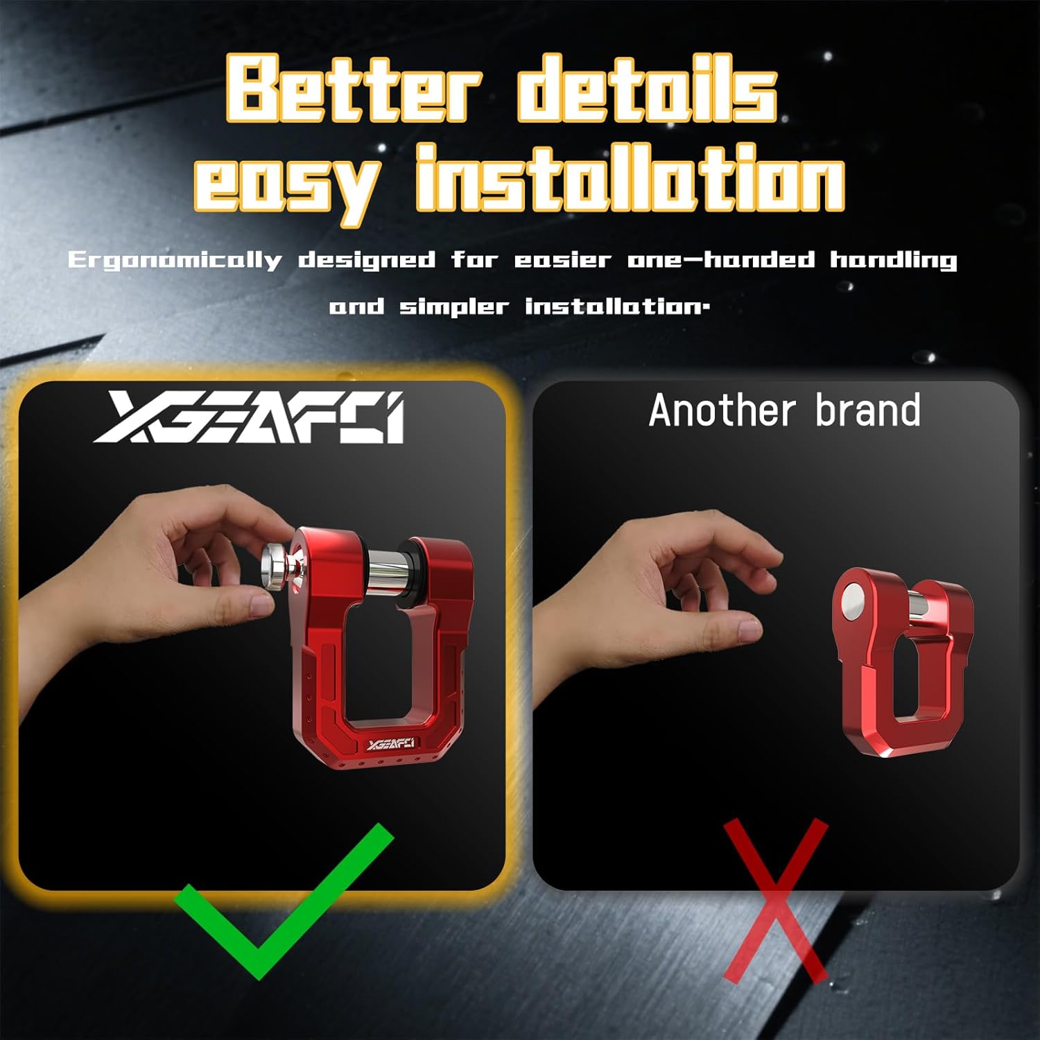 3/4" D Ring Shackle, 68,000 lbs Break Strength– Aluminum Forging Shackle with 7/8 Pin for Towing & Off-Road Use - Pairs with Tow Strap for Vehicle Recovery (2 Pack) (Red) - Image 6