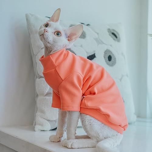 Miniatura 4 de Sphynx - Camisa de forro polar cálida para gatos, cuello alto, ropa térmica sin pelo para Sphynx, Devon, ropa de gato de Cornualles y gatitos y