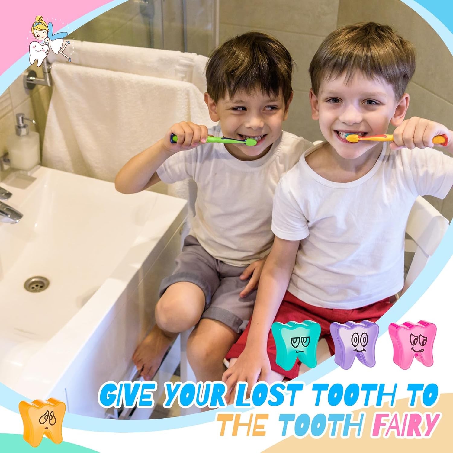 96 Pcs Colorful Tooth Saver Box for Kids Boys Girls Plastic Lost Fairy Tooth Holder Bulk Keepsake for School Classroom Dentist Baby Teeth Party Favor Bag Fillers 6 Colors 1.69*1.69*1.06 Inch