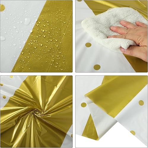 Miniatura 3 de Oudain 6 manteles para fiestas, manteles de plástico con lunares impresos, impermeables, desechables, rectangulares, para cumpleaños, bodas, fiestas