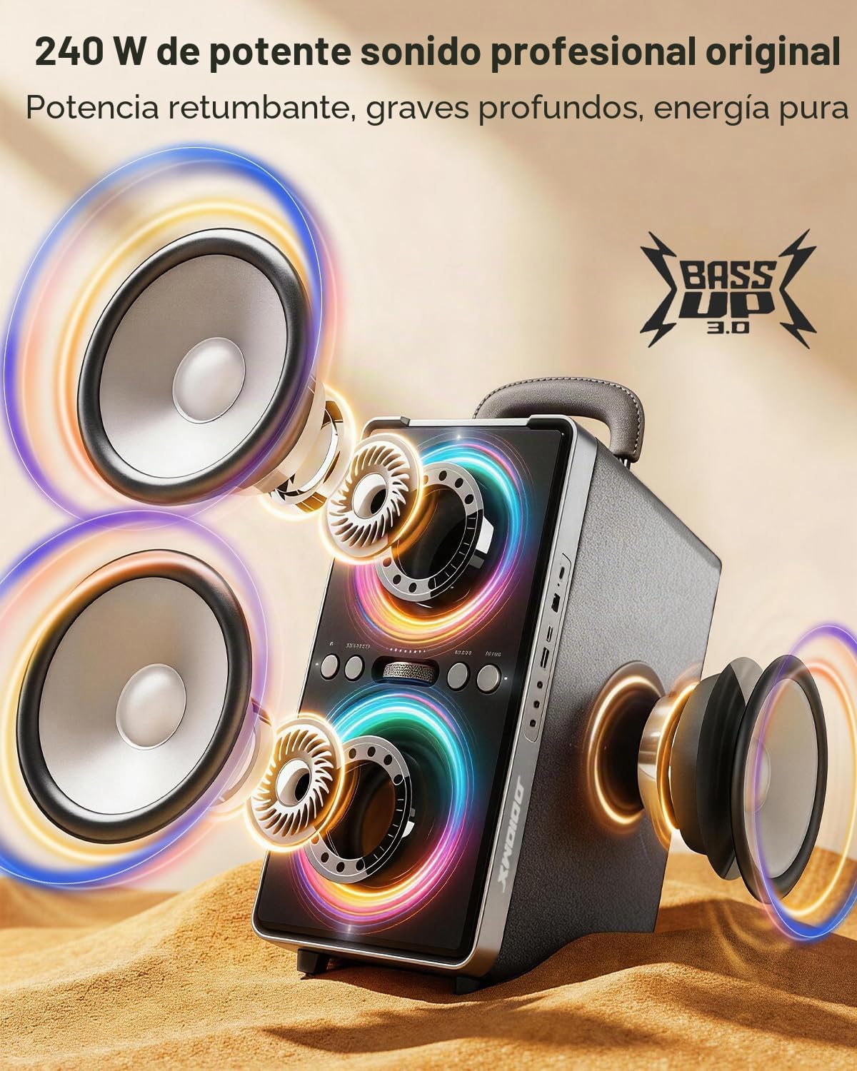 240W Peak Altavoz Bluetooth Portátil, Sonido Potente, Deep Bass, 20 h, función TWS, BT 5.3, Party Bluetooth Speaker Ideal para Party, Home, Outdoor, Playa, Camping (Black)